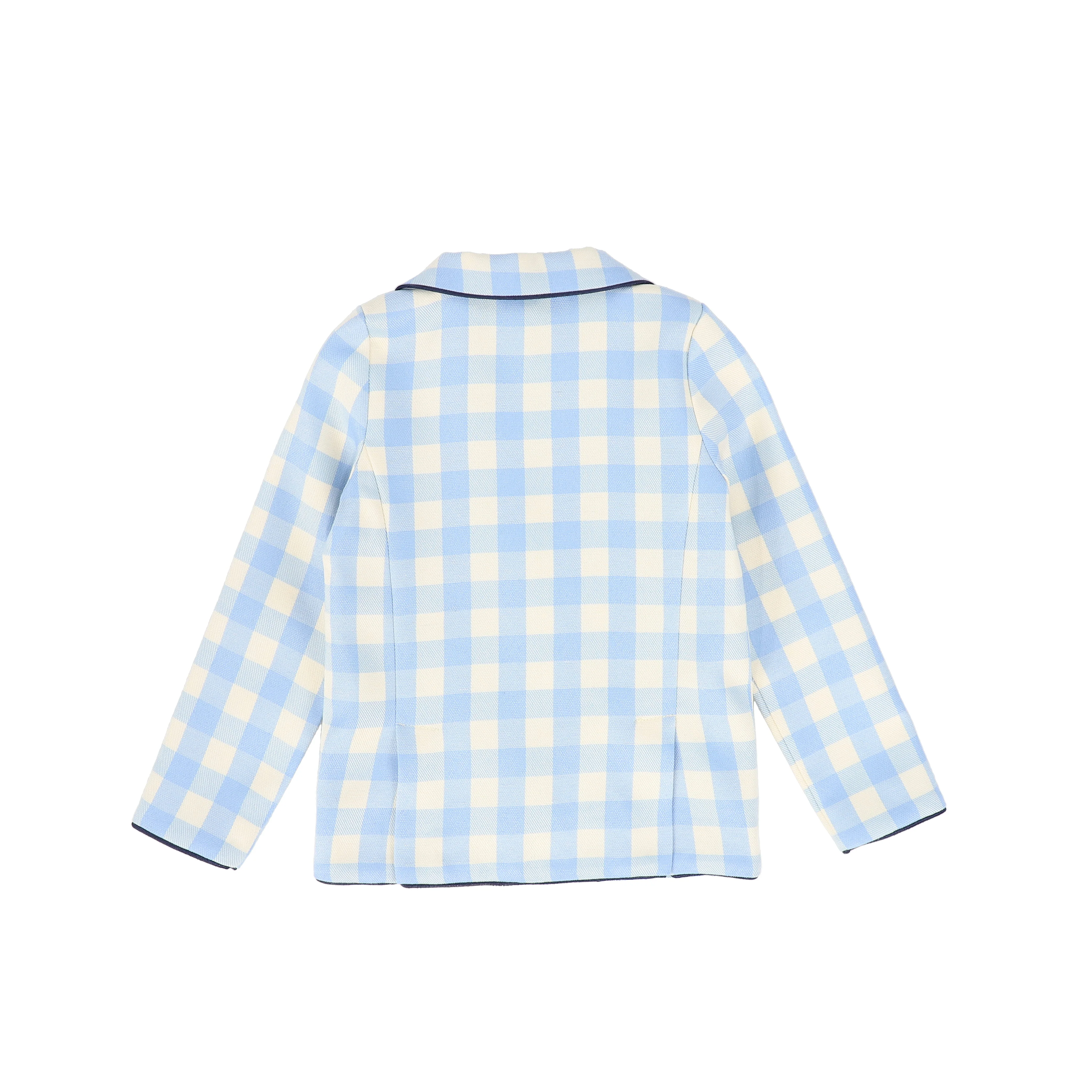 LE BOURDON LIGHT BLUE CHECKED POCKET BLAZER [FINAL SALE] - Image 2