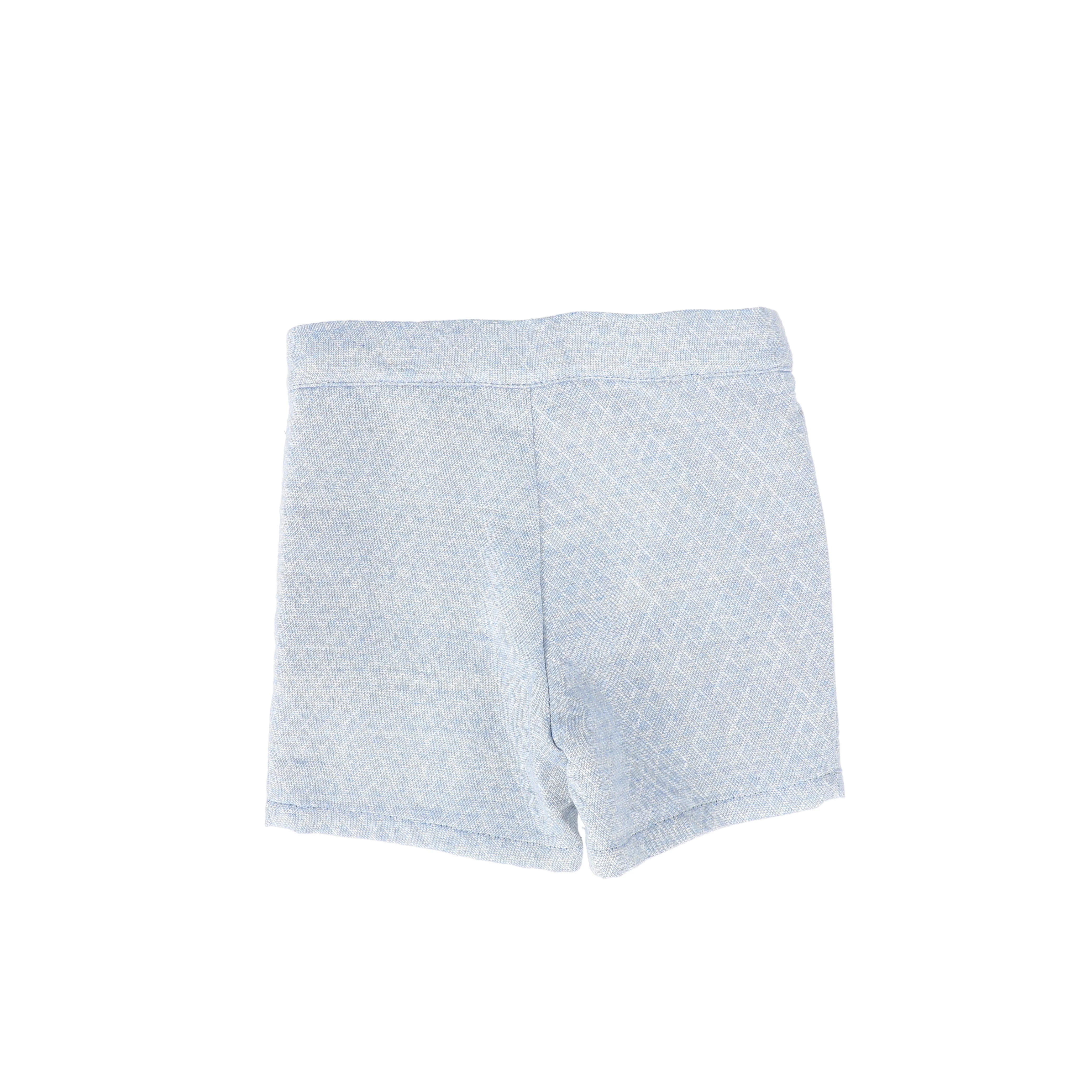 LE BOURDON LIGHT BLUE TEXTURED BUTTON SHORTS [FINAL SALE] - Image 2