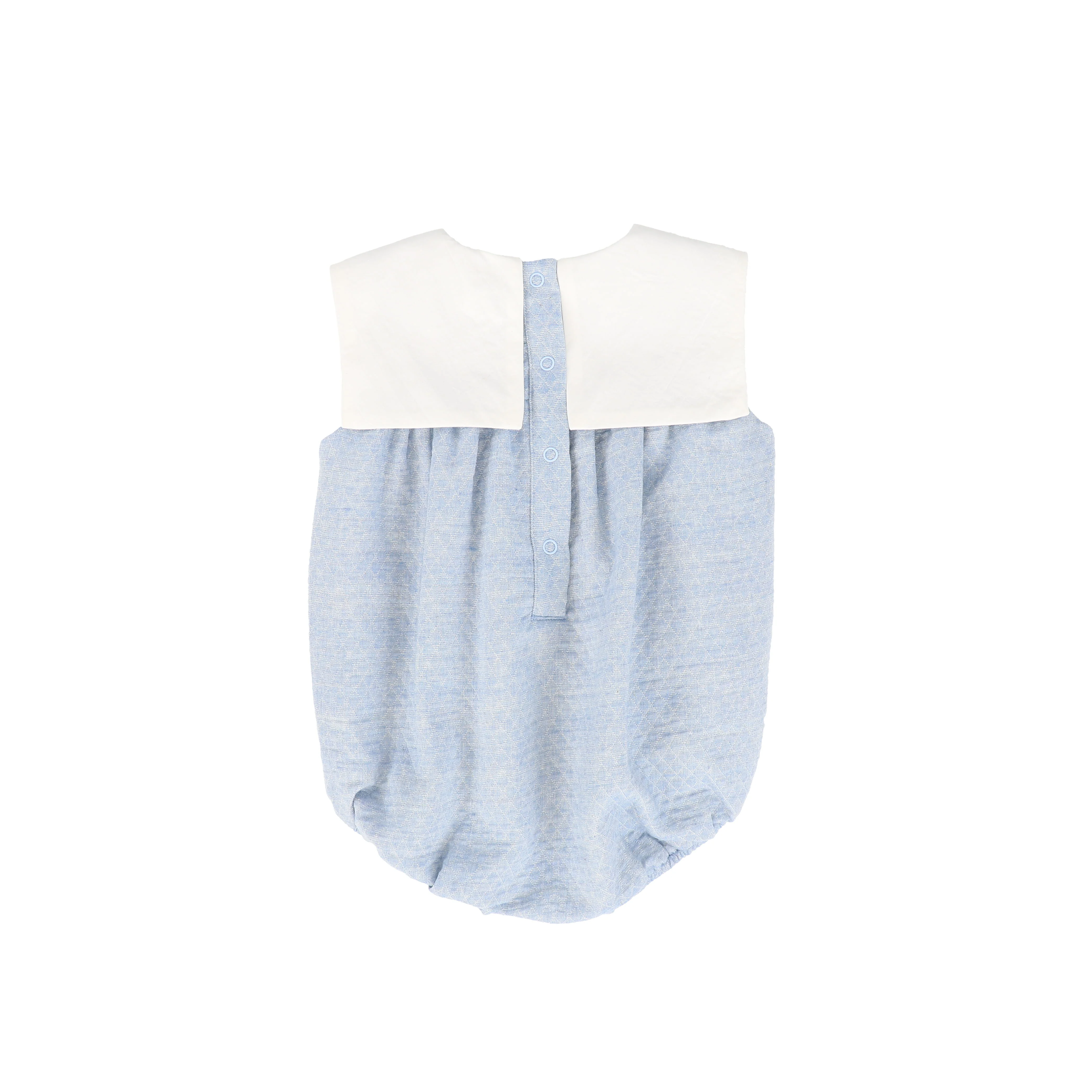 LE BOURDON LIGHT BLUE TEXTURED COLLAR ROMPER [FINAL SALE] - Image 2
