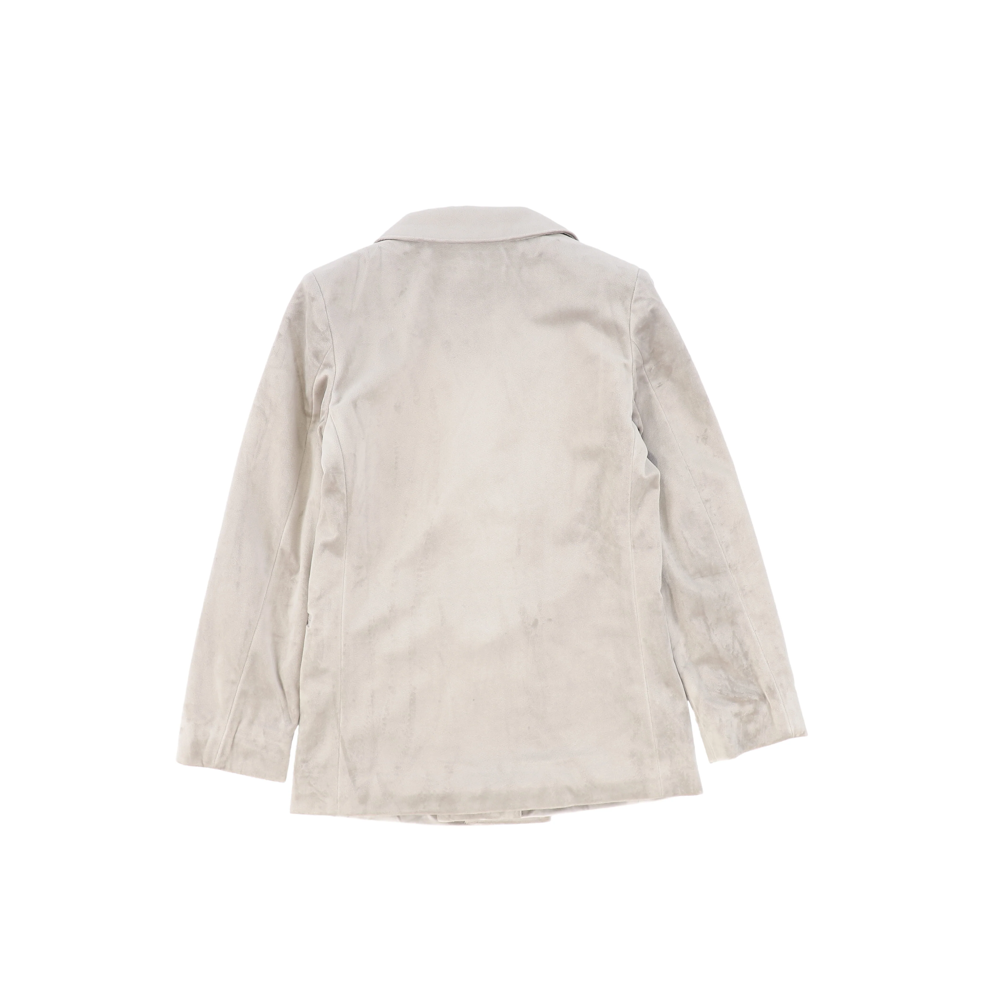 LE BOURDON LIGHT GREY VELVET SATIN LAPEL BLAZER [FINAL SALE] - Image 2