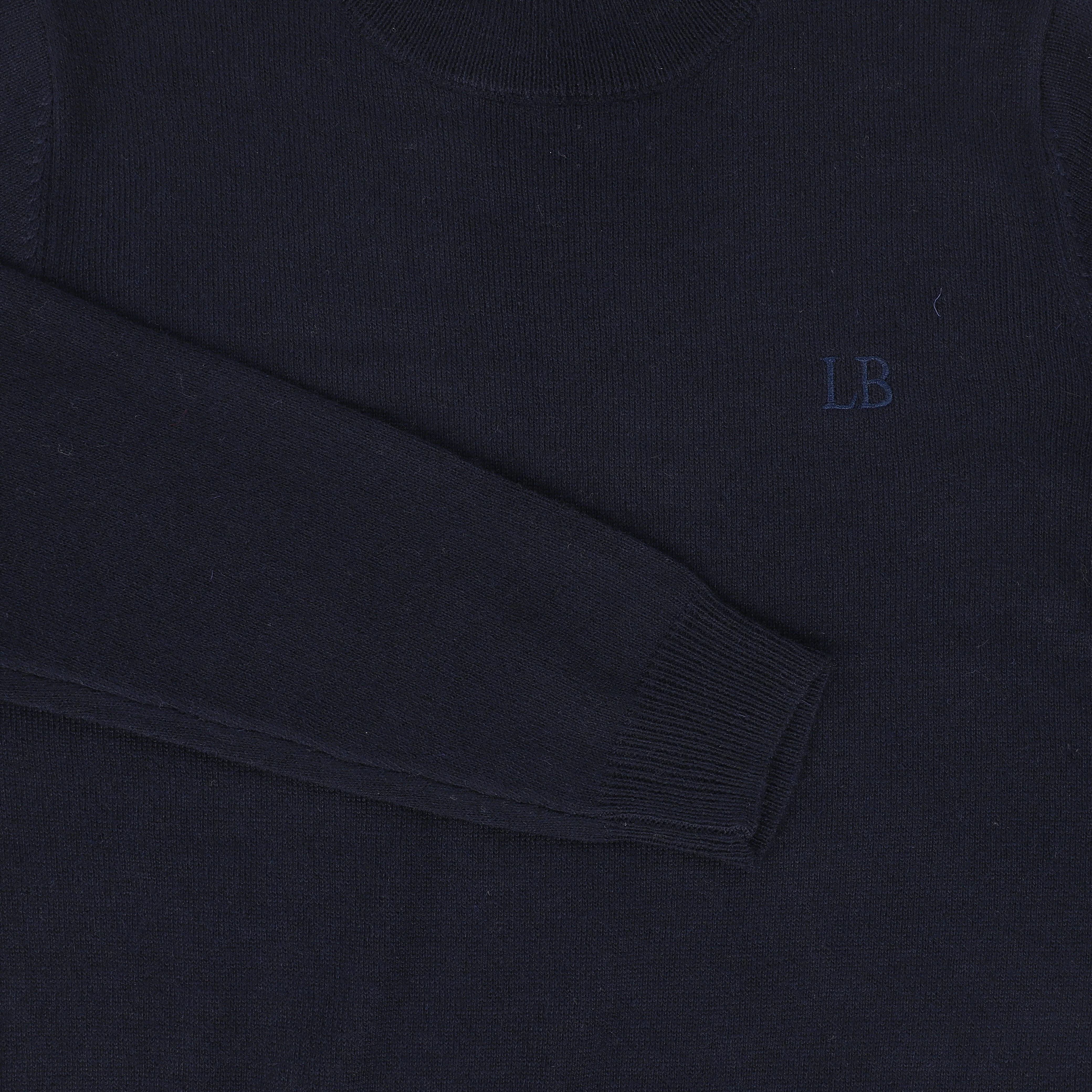 Le Bourdon Navy Silk Knit Mock Neck Sweater [FINAL SALE] - Image 3