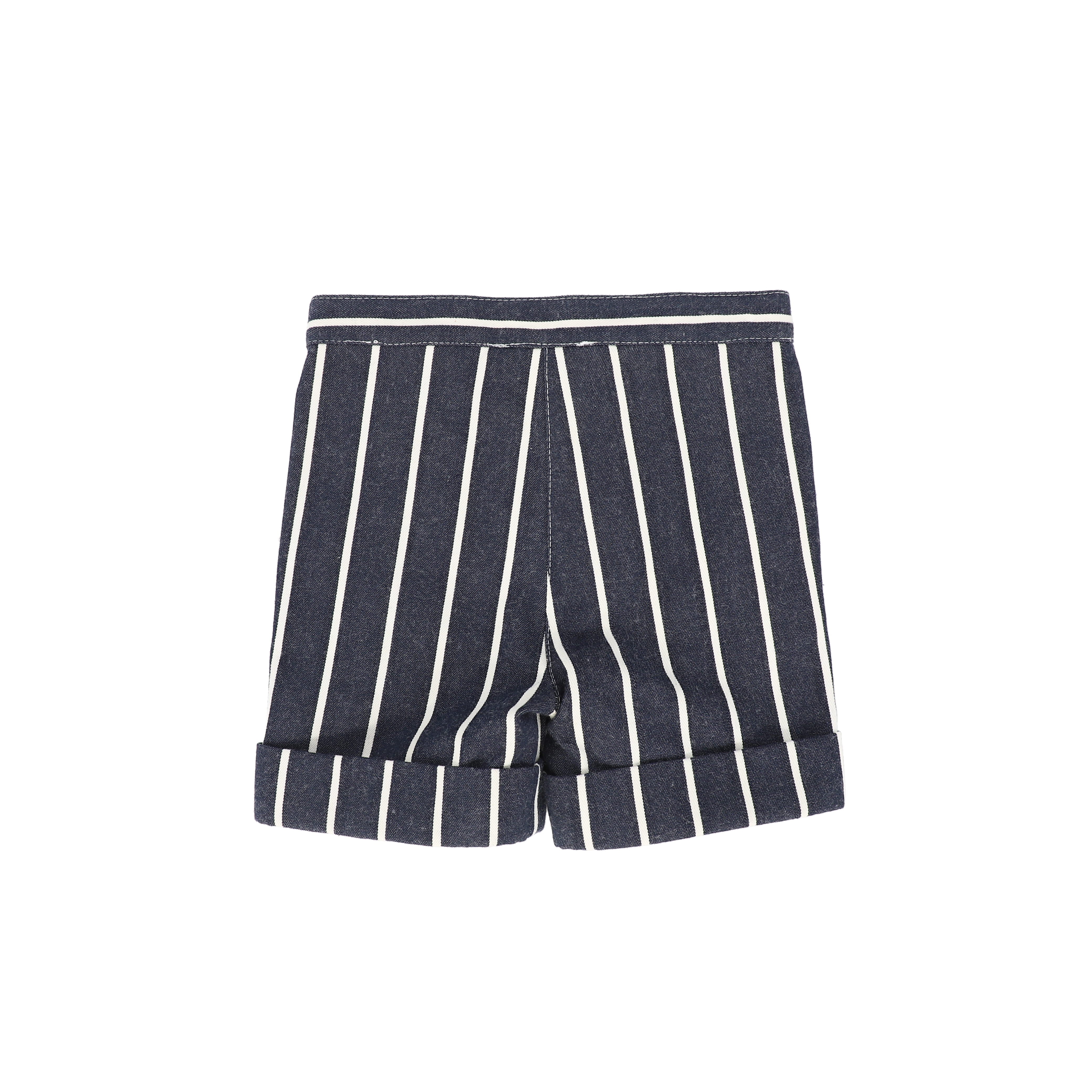 LE BOURDON NAVY STRIPE STITCHED POCKET SHORTS [FINAL SALE] - Image 2