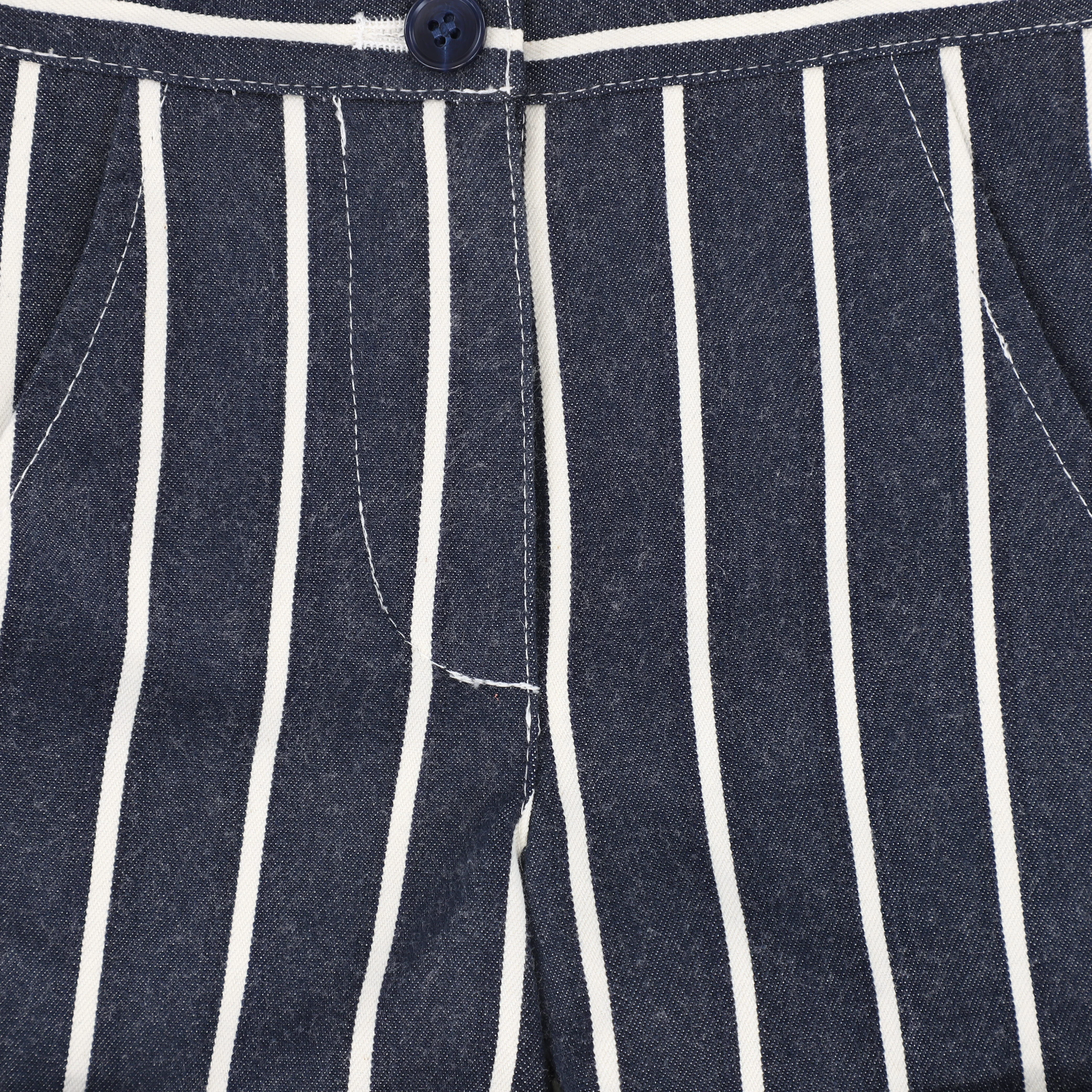 LE BOURDON NAVY STRIPE STITCHED POCKET SHORTS [FINAL SALE] - Image 3