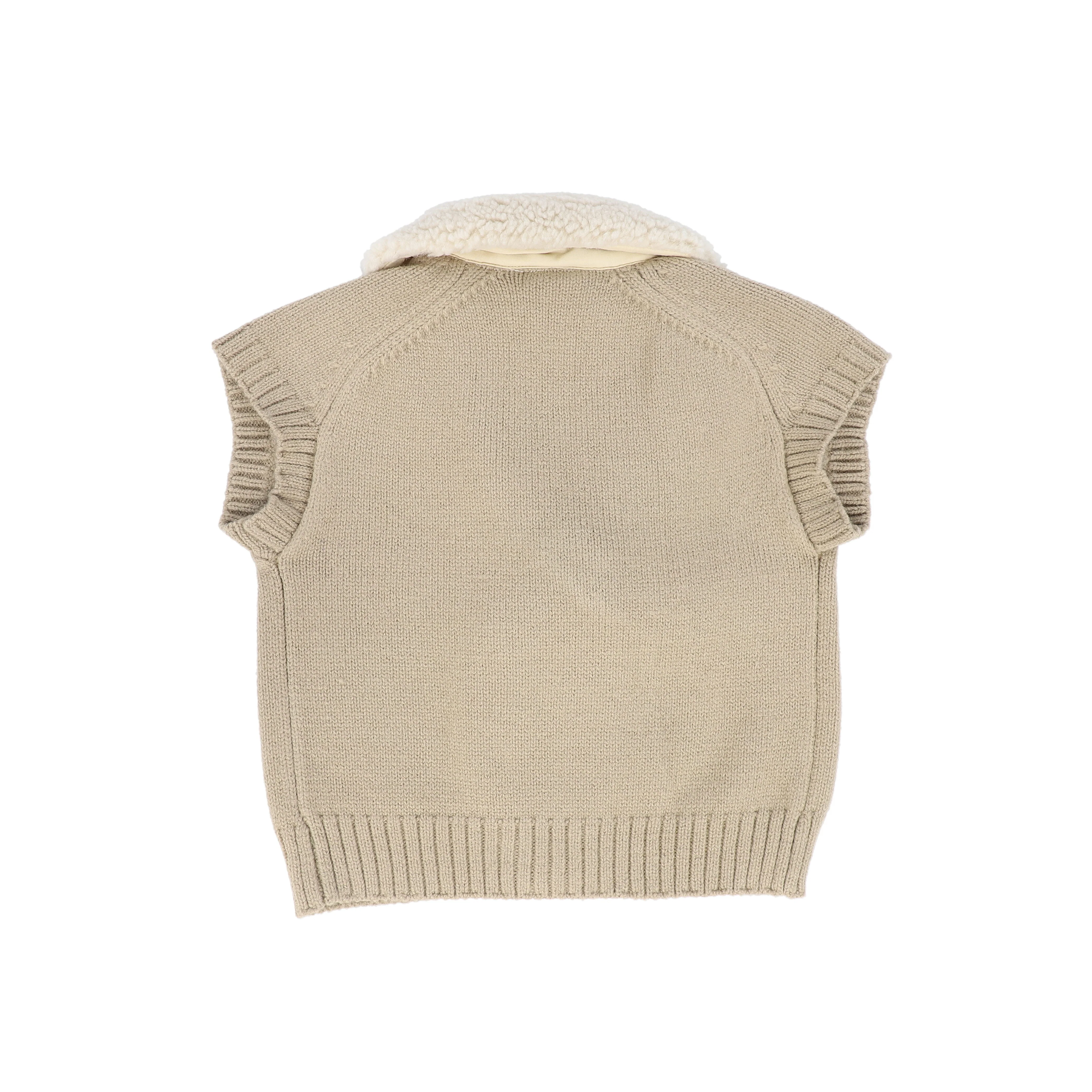 LE BOURDON OATMEAL KNIT SHERPA VEST [FINAL SALE] - Image 2