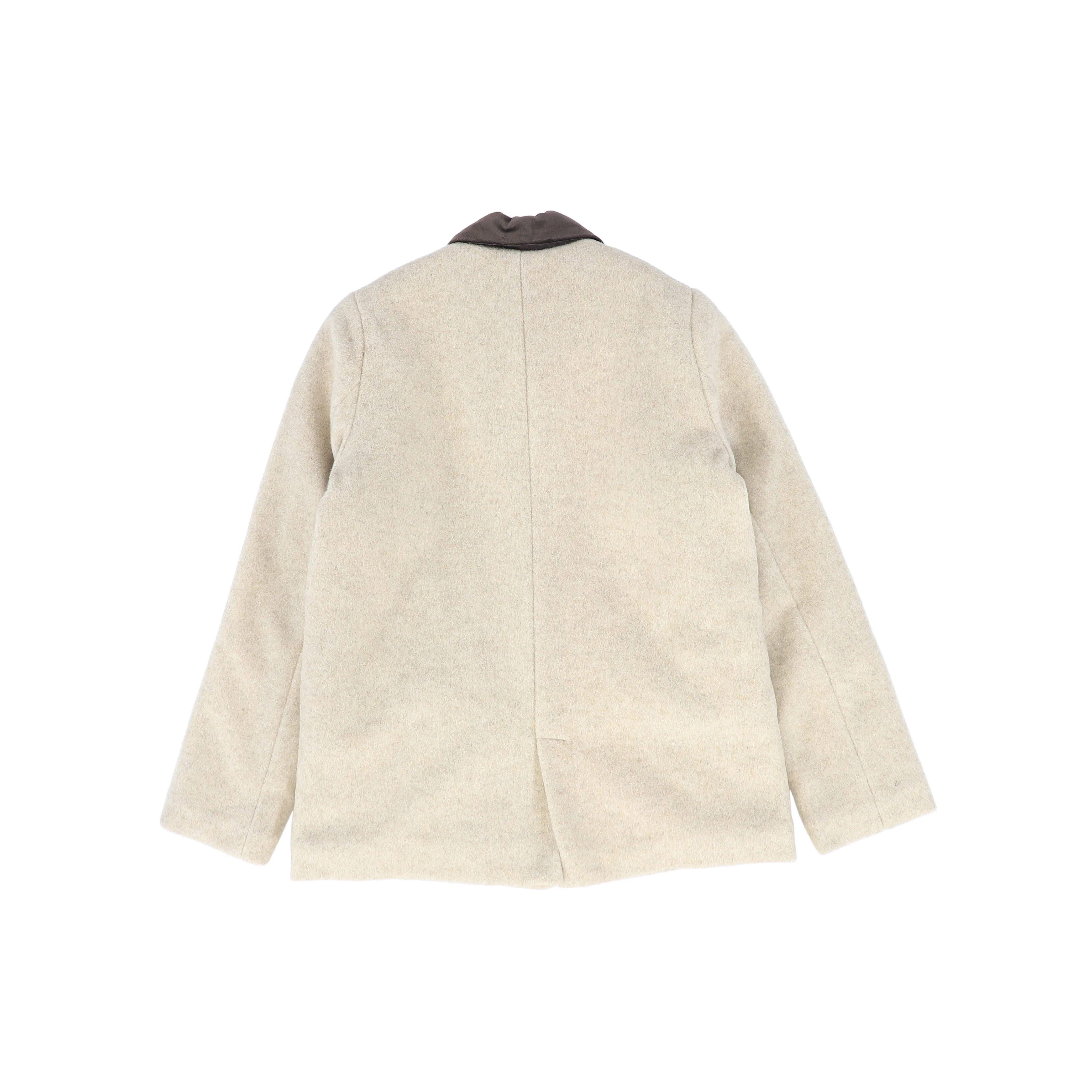 LE BOURDON OATMEAL VELVET COLLAR WOOL COAT[ FINAL SALE] - Image 2