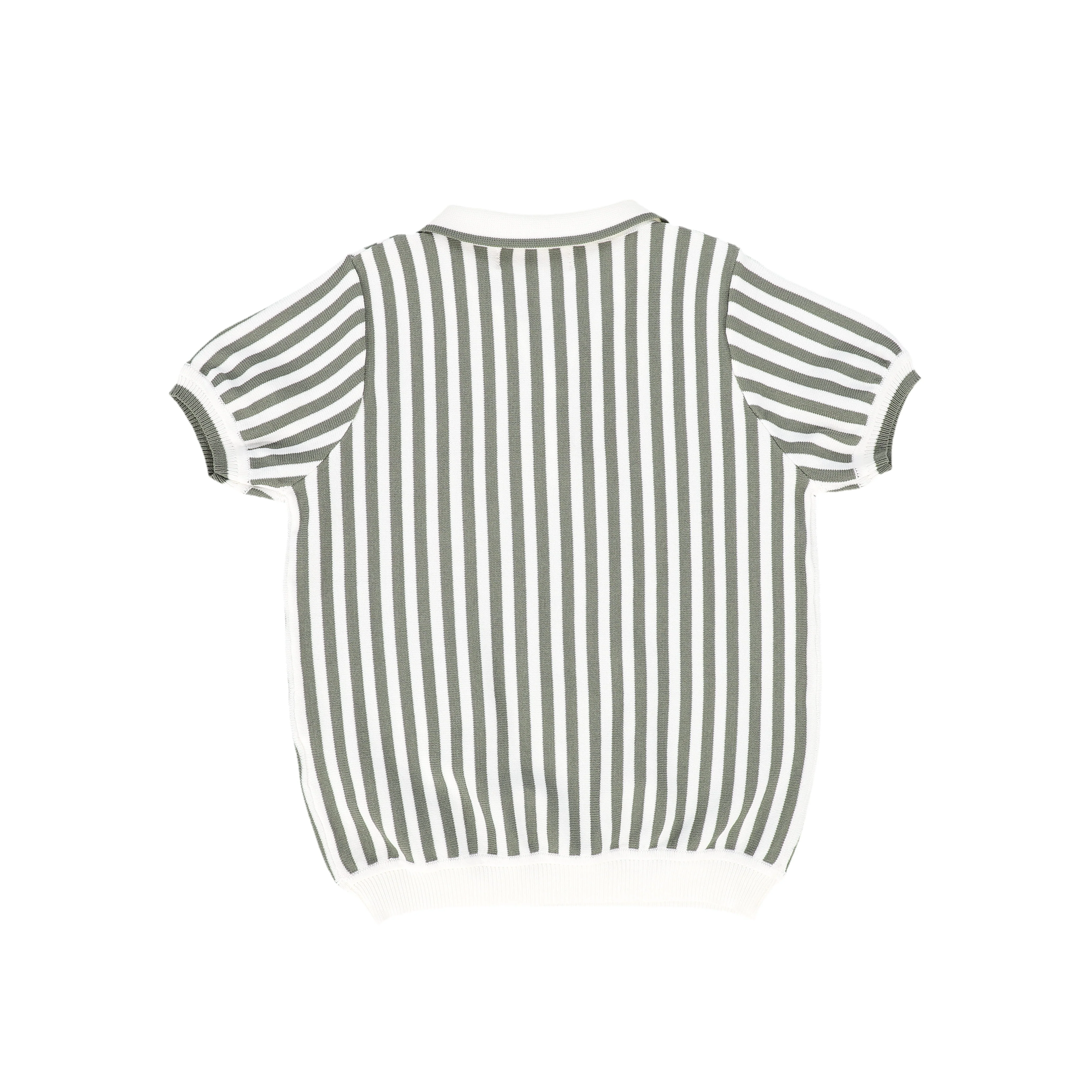 LE BOURDON SAGE GREEN STRIPED COLLAR SWEATER [FINAL SALE] - Image 2