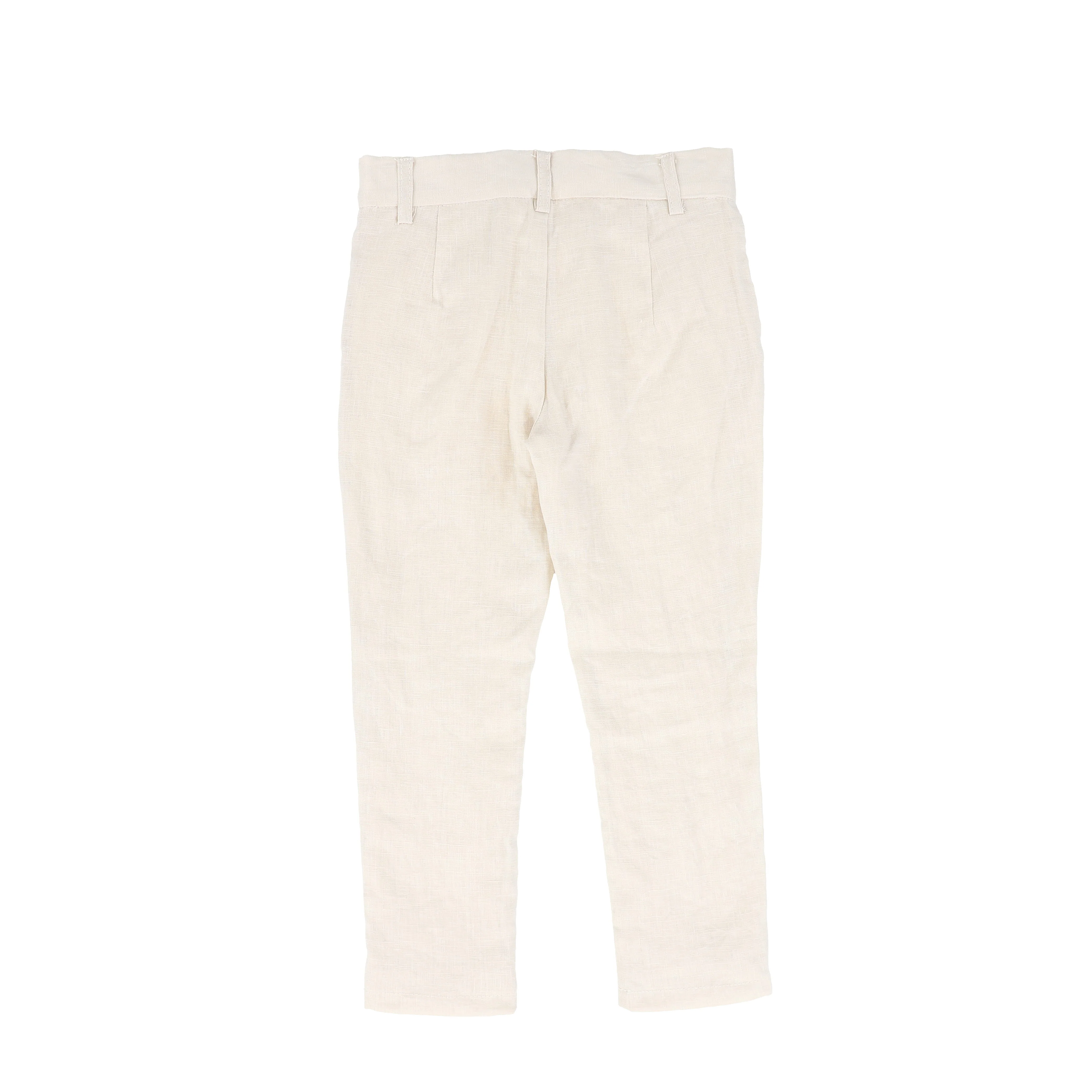 LE BOURDON TAN FITTED LINEN PANTS [FINAL SALE] - Image 2