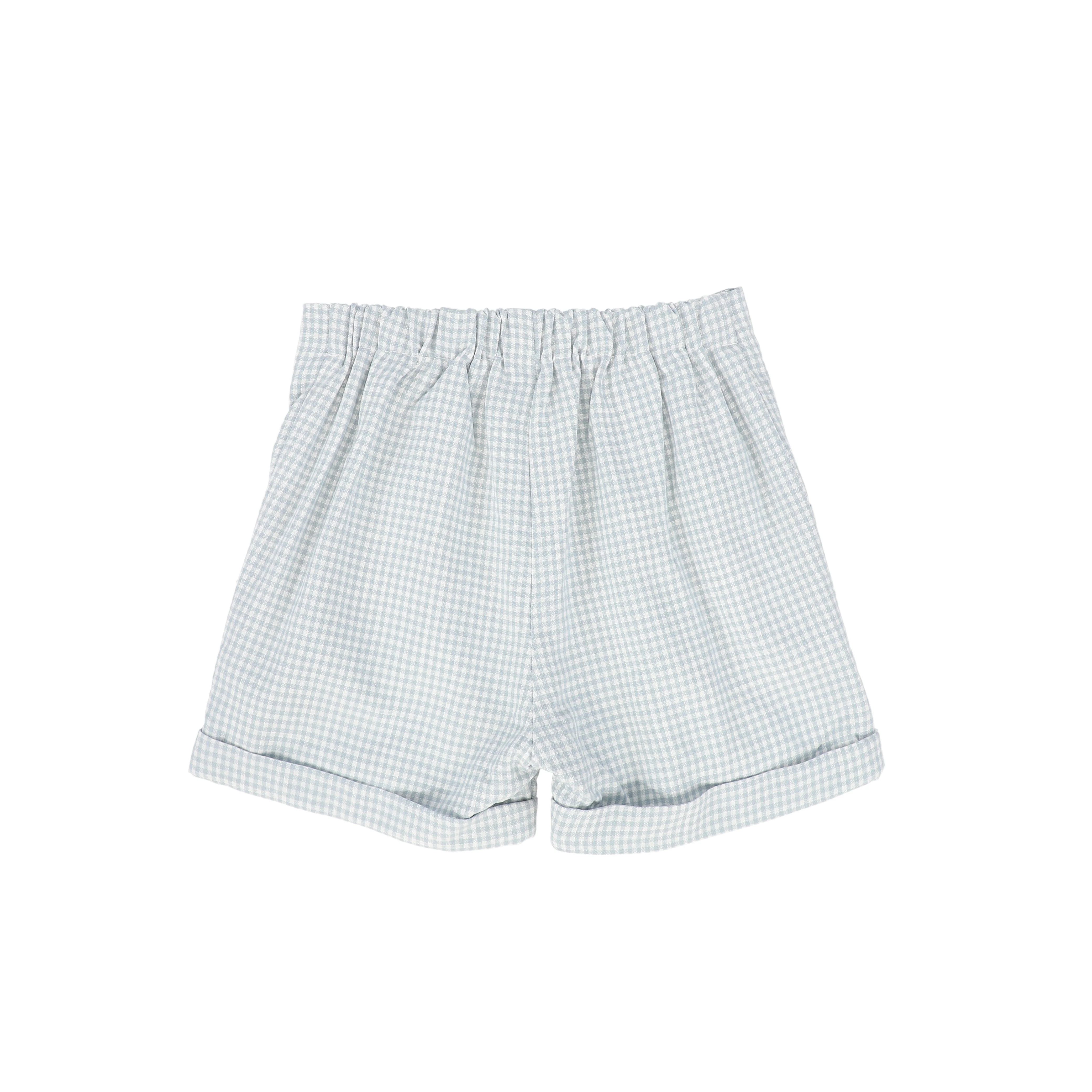 LE BOURDON WHITE/BLUE LINEN SEAM SHORTS [FINAL SALE] - Image 2