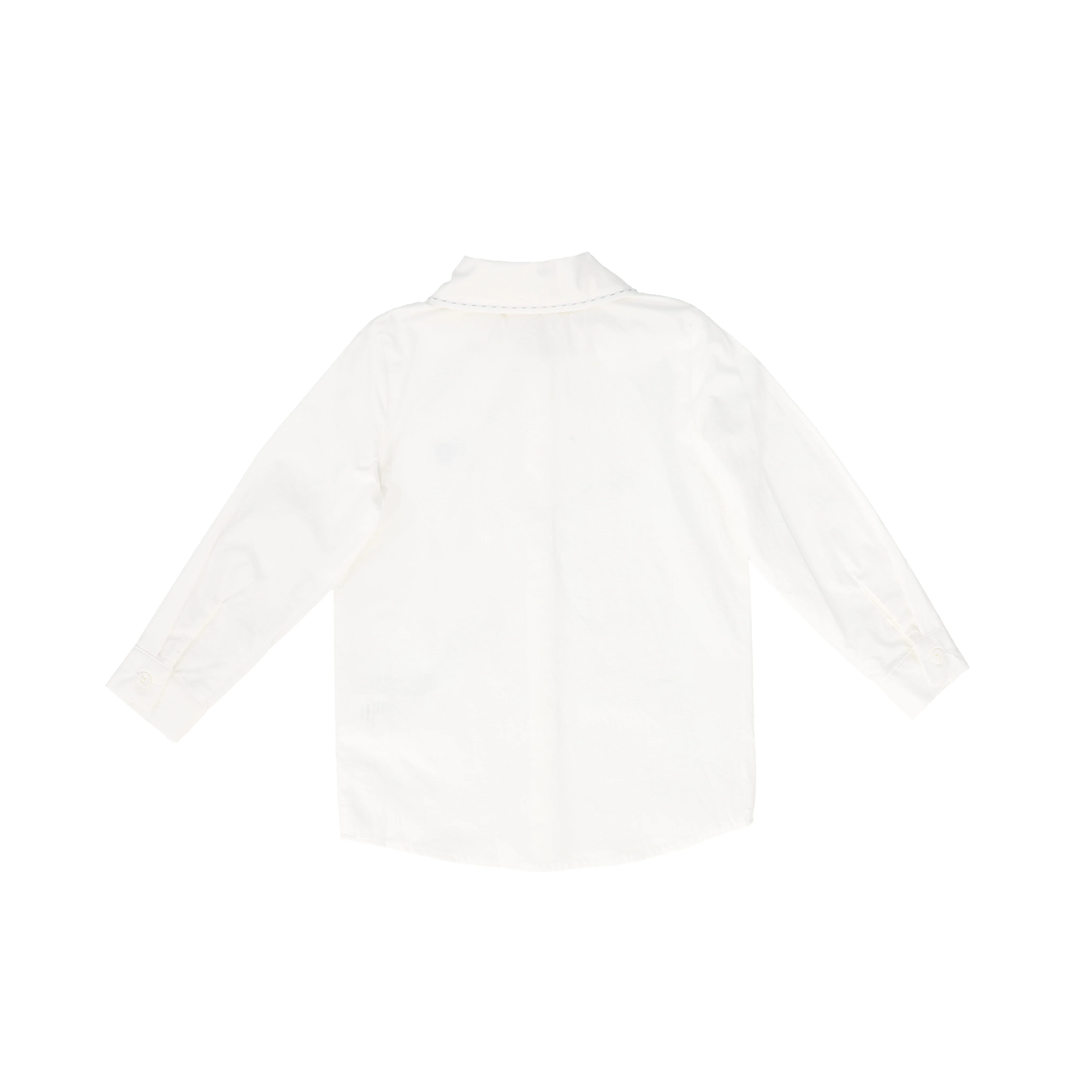 LE BOURDON WHITE/BLUE SCALLOP STITCH BLOUSE [FINAL SALE] - Image 2