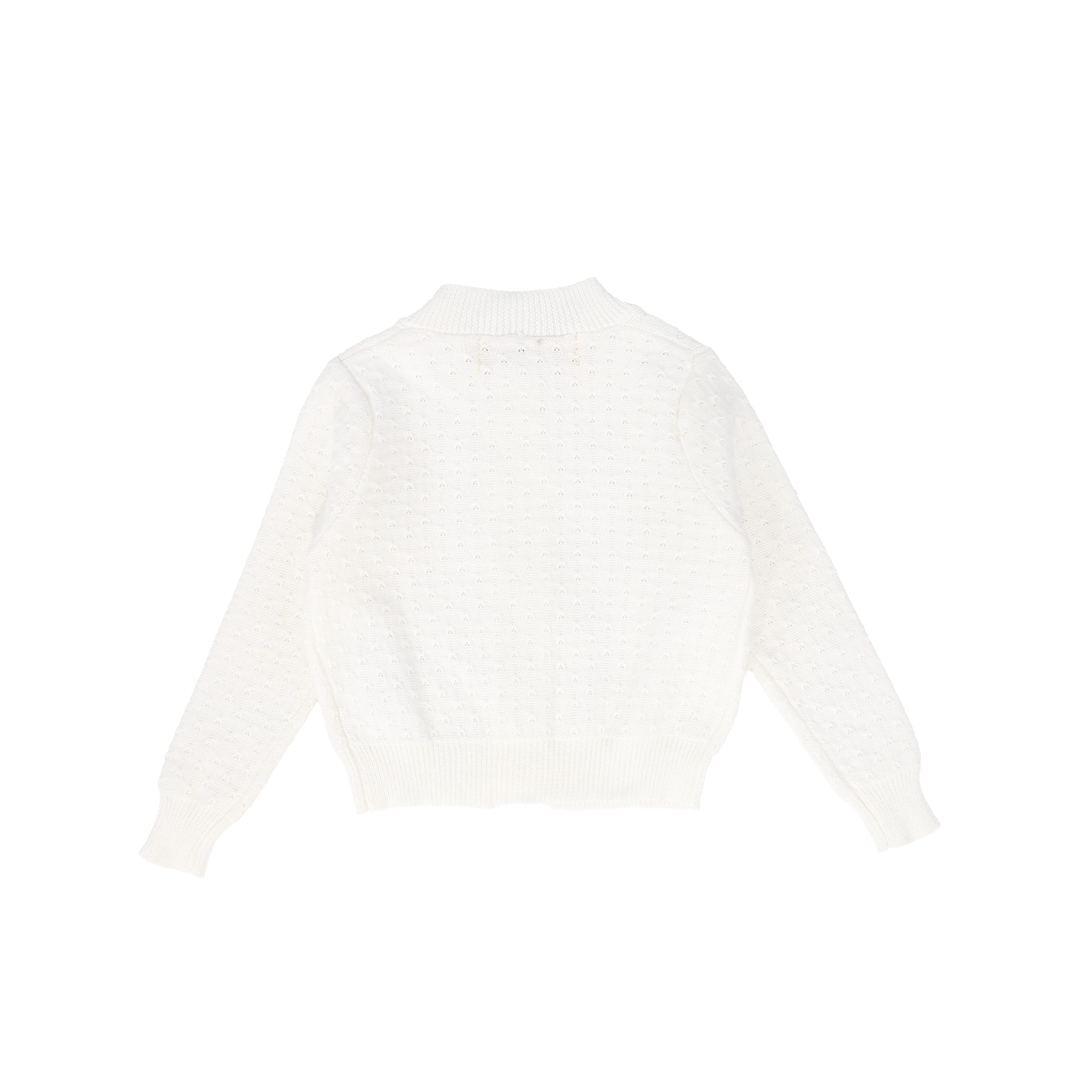 LE BOURDON WHITE POINTELLE BUTTON CARDIGAN [FINAL SALE] - Image 2