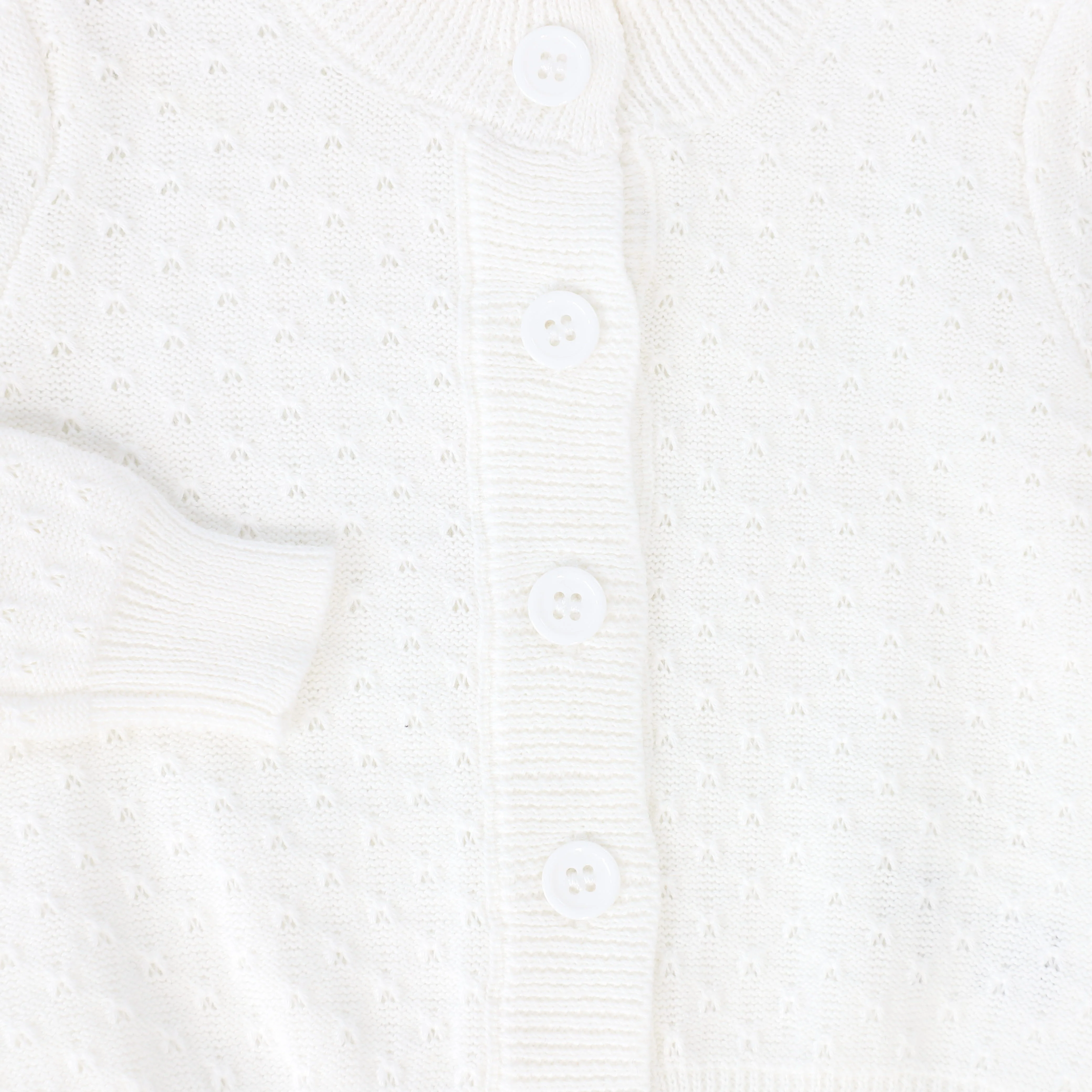 LE BOURDON WHITE POINTELLE BUTTON CARDIGAN [FINAL SALE] - Image 3