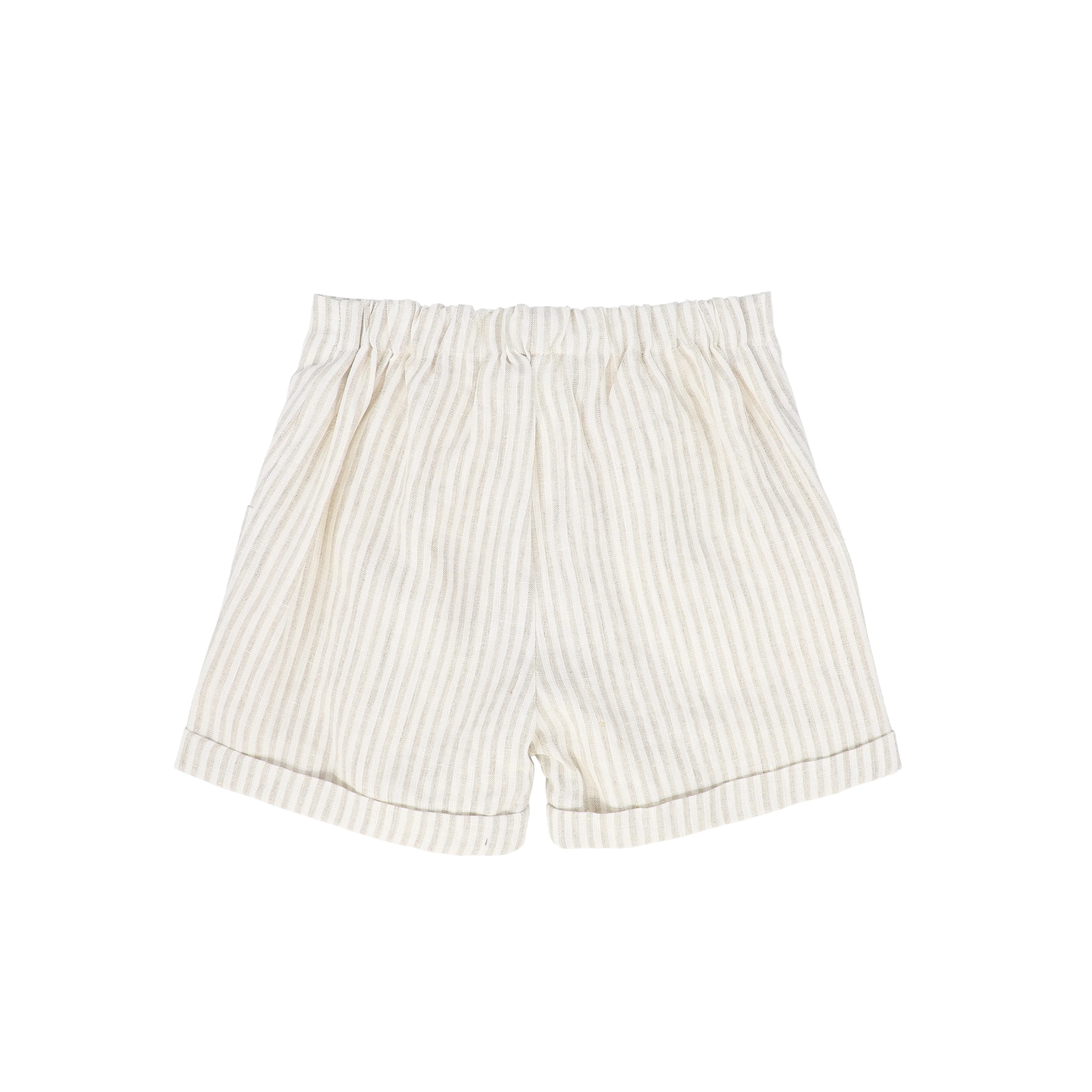 LE BOURDON WHITE/TAN LINEN SEAM SHORTS [FINAL SALE] - Image 2