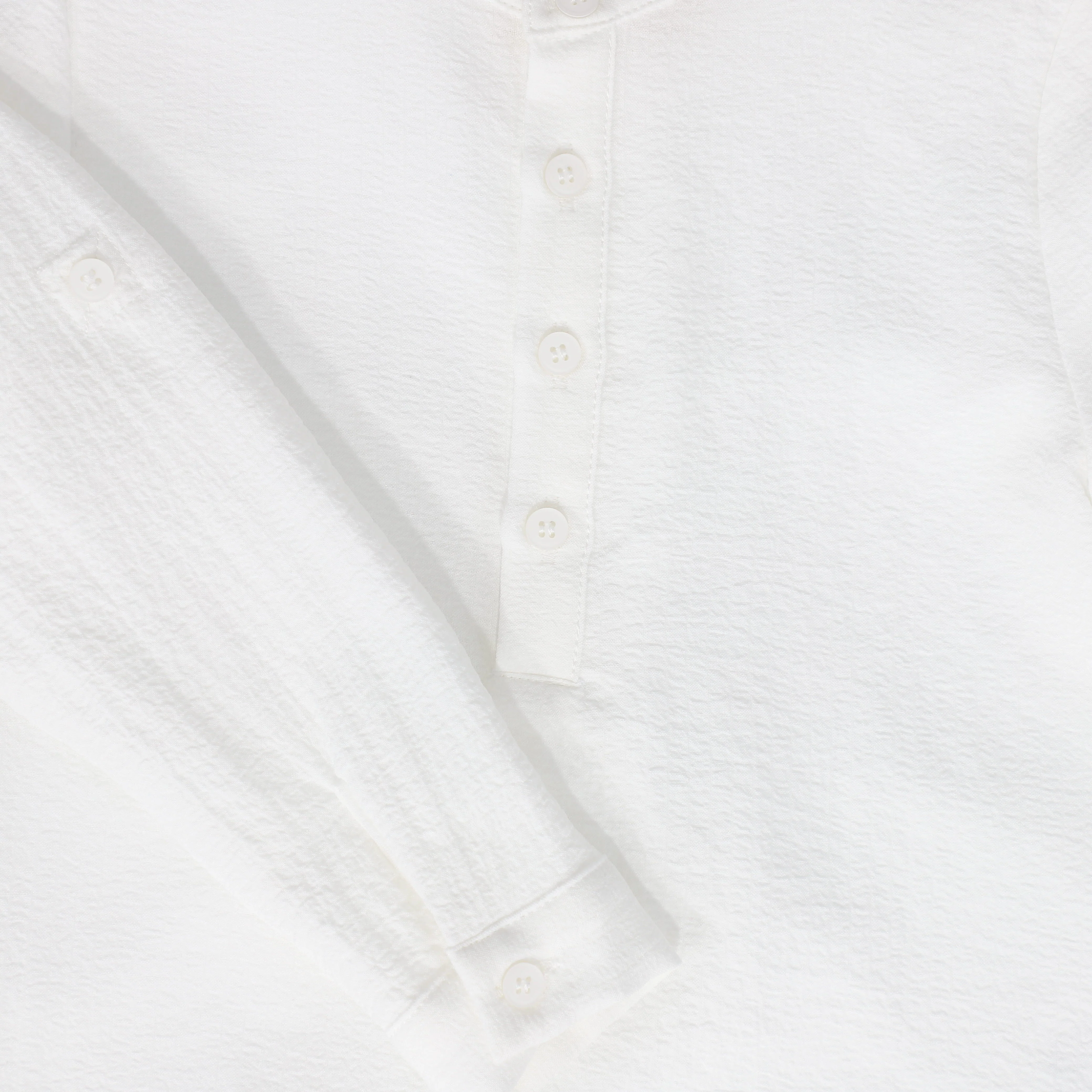 LE BOURDON WHITE TEXTURED BUTTON BLOUSE [FINAL SALE] - Image 3