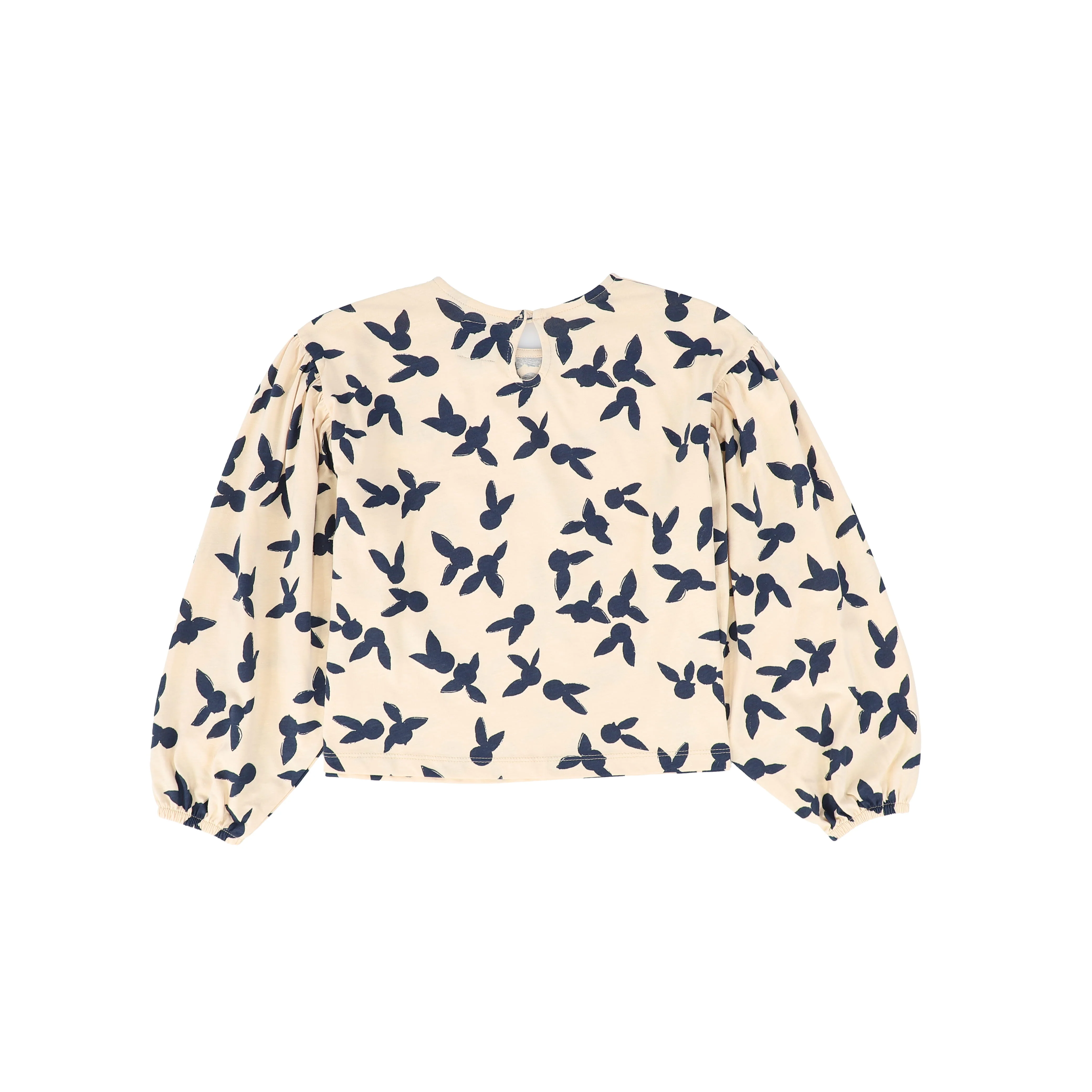 LETTER TO THE WORLD PEACH/NAVY DESIGN PUFF SLEEVE TOP [FINAL SALE] - Image 2