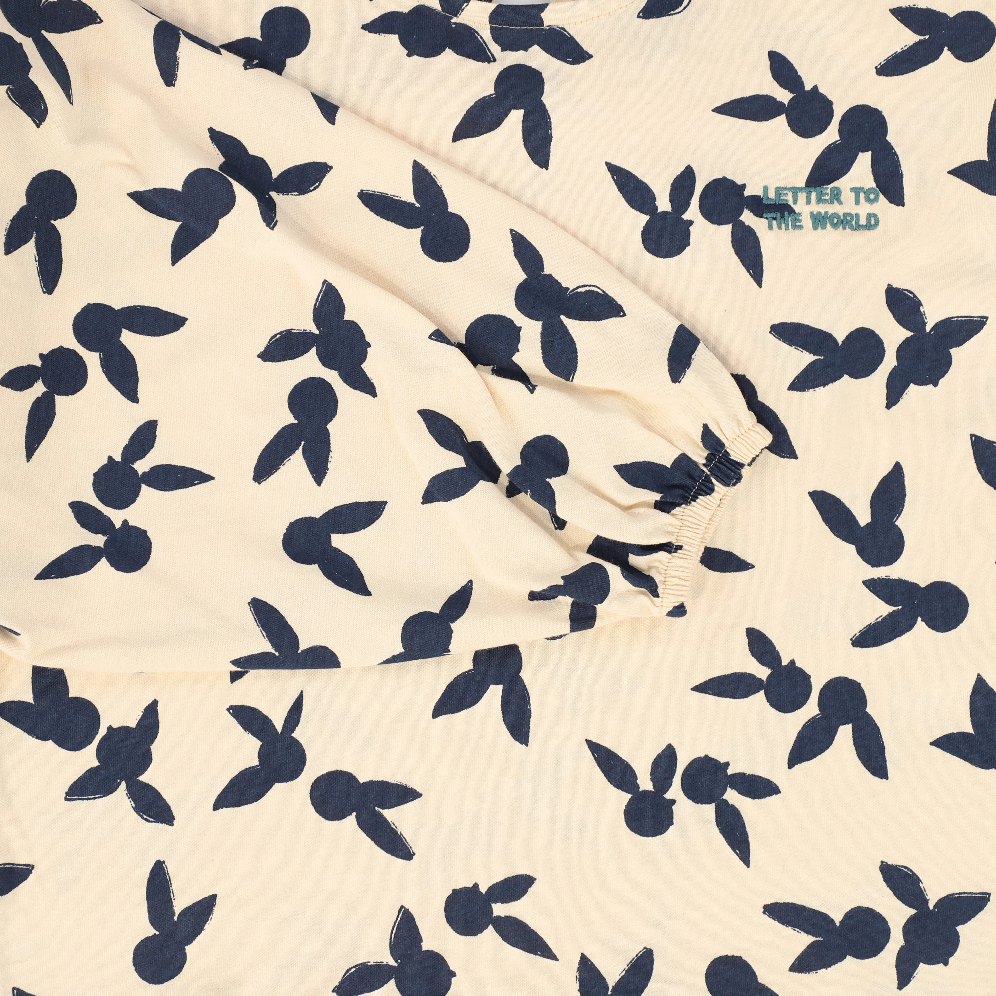 LETTER TO THE WORLD PEACH/NAVY DESIGN PUFF SLEEVE TOP [FINAL SALE] - Image 3