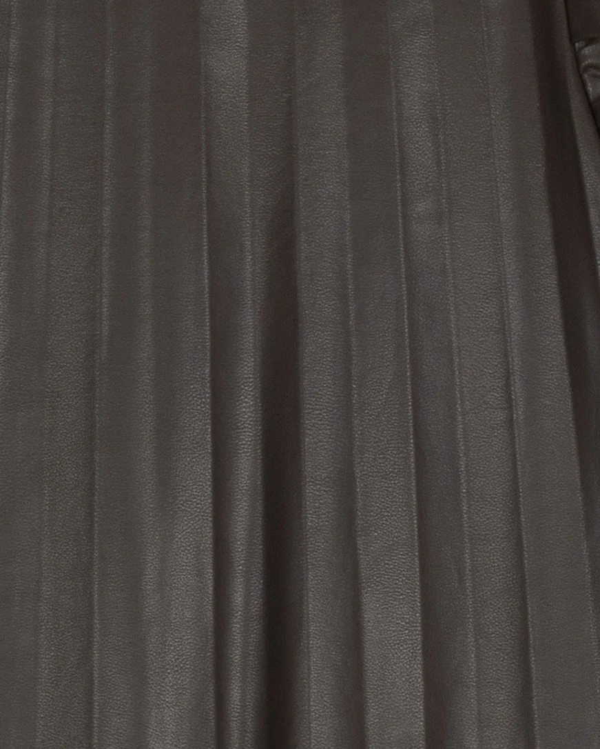 LILOU BROWN LEATHER PLEAT DRESS [FINAL SALE] - Image 2