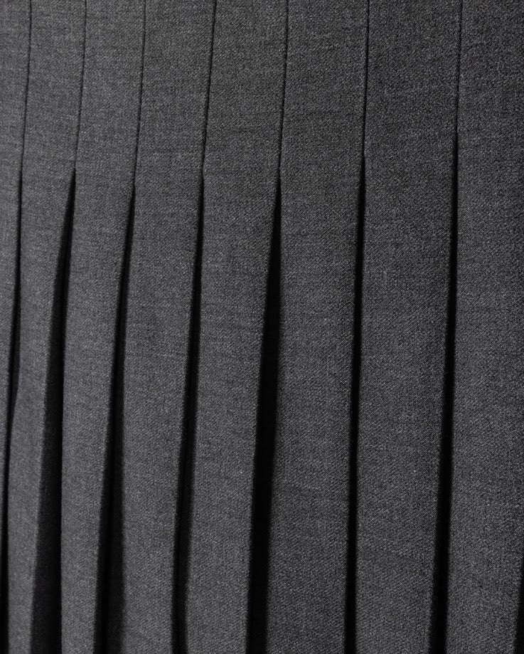 LILOU CHARCOAL TEXTURED WOOL PLEATED SKIRT [FINAL SALE] - Image 2