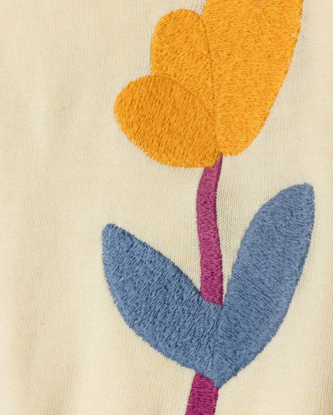 LILOU CREAM EMBROIDERED FLOWER PATCH SWEATER [FINAL SALE] - Image 2