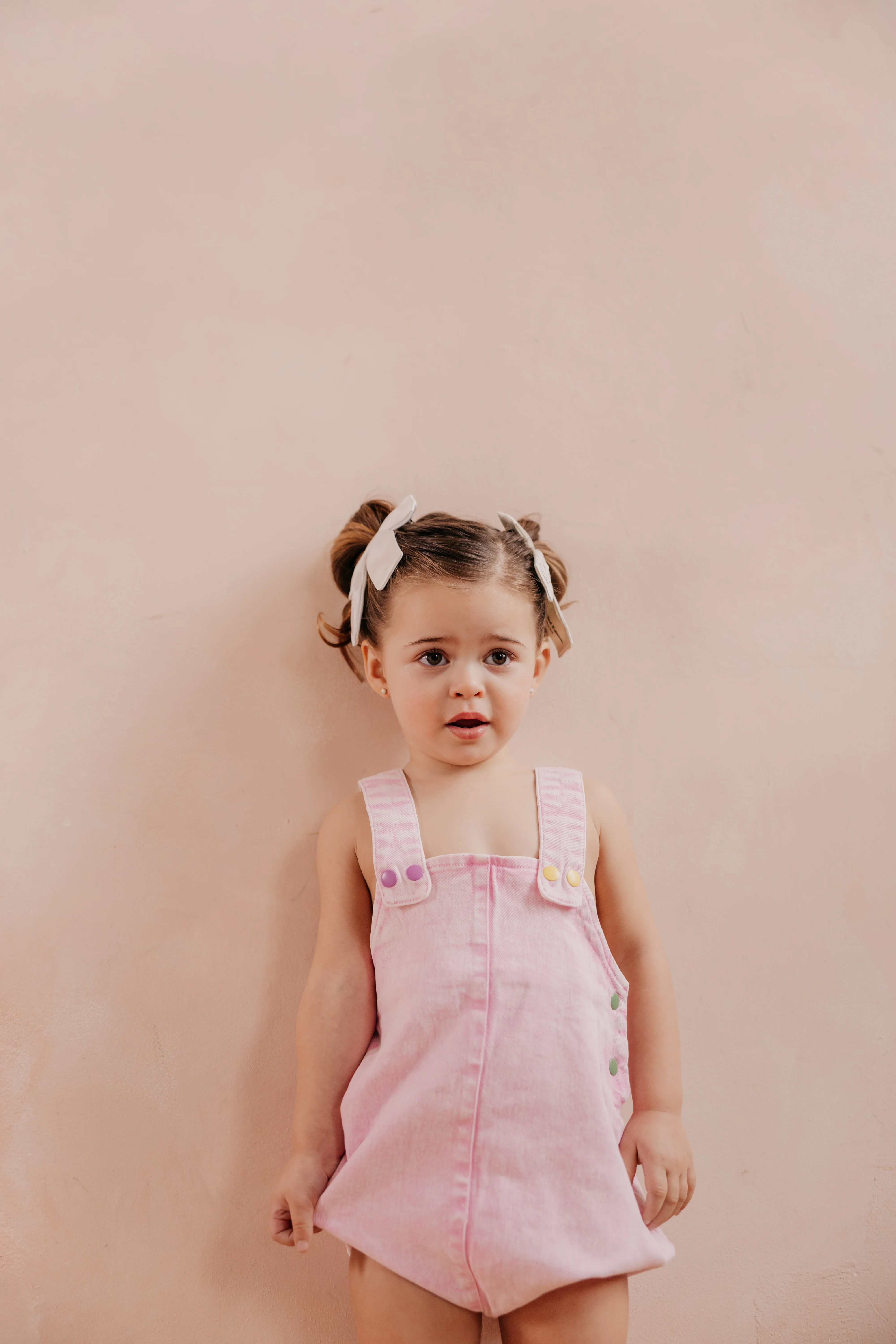 LIMITED EDITION PINK DENIM SNAP TRIM ROMPER [FINAL SALE] - Image 3