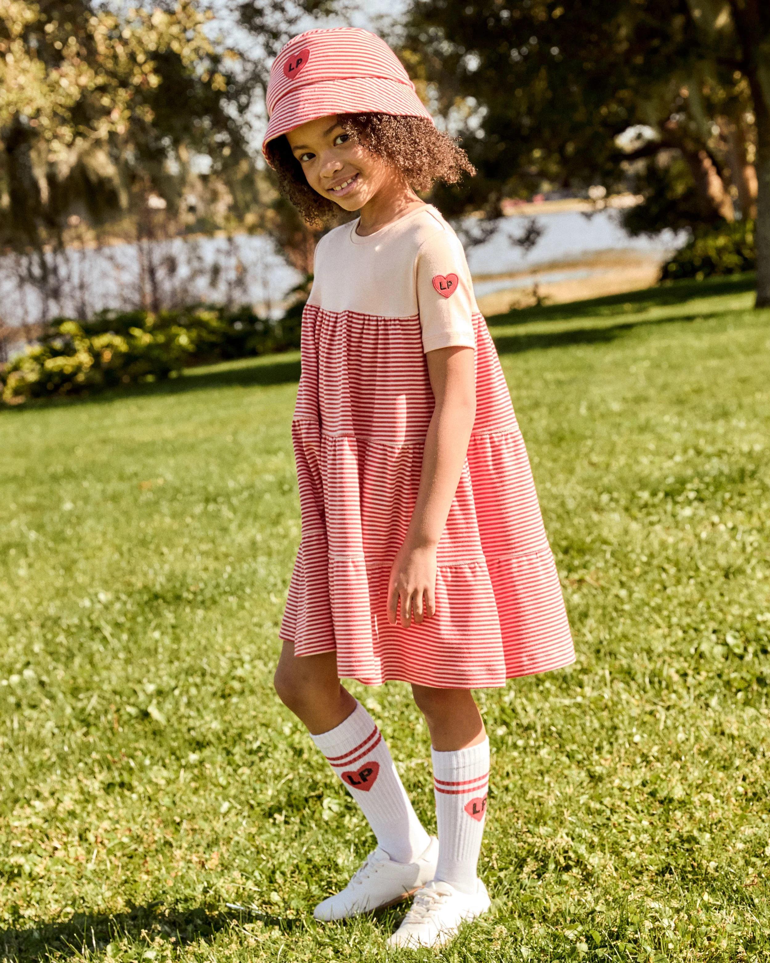 LITTLE PARNI CORAL/PINK VARSITY SS DRESS [FINAL SALE] - Image 2