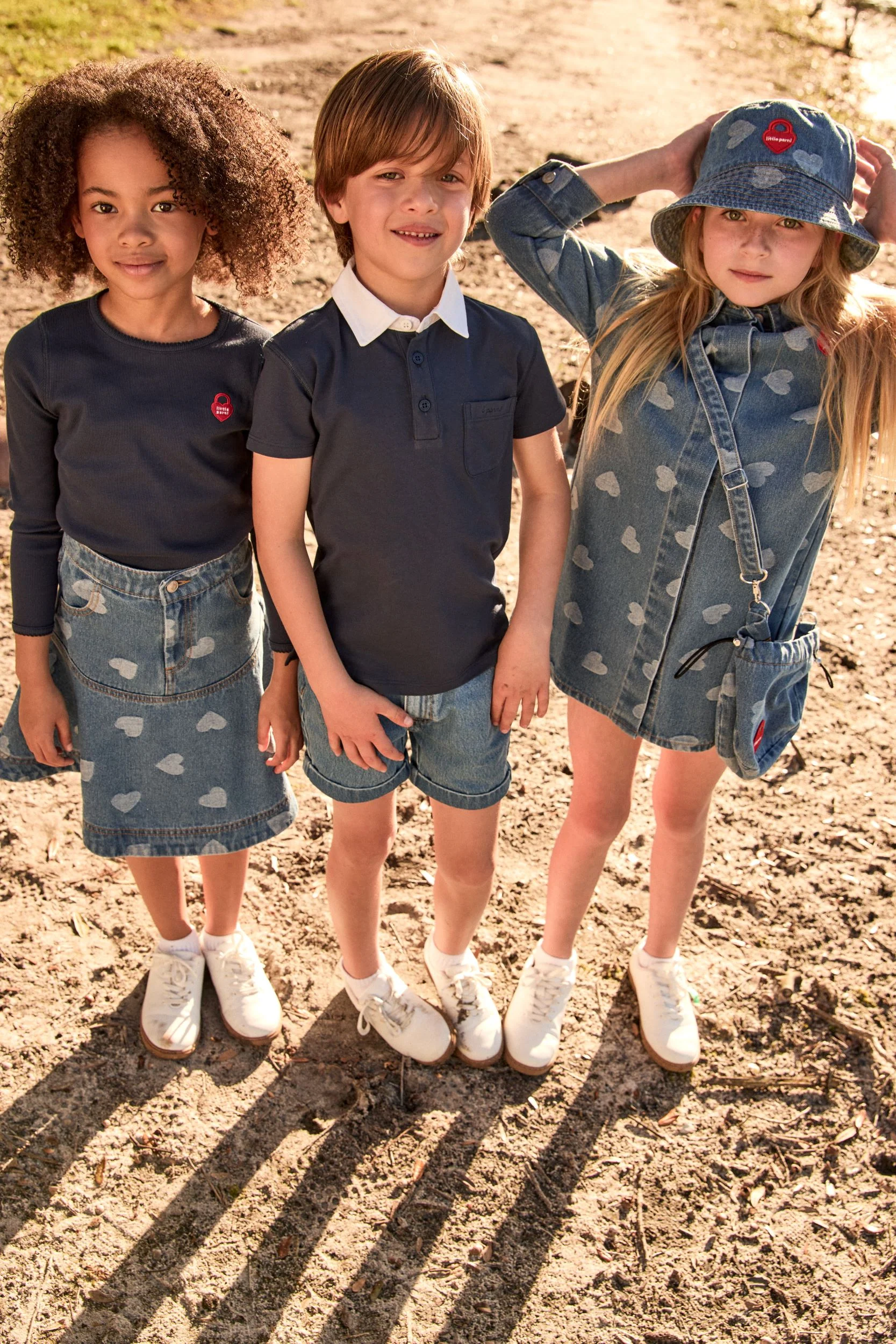 LITTLE PARNI DENIM HEART PRINT DROP WAIST SKIRT [FINAL SALE] - Image 2