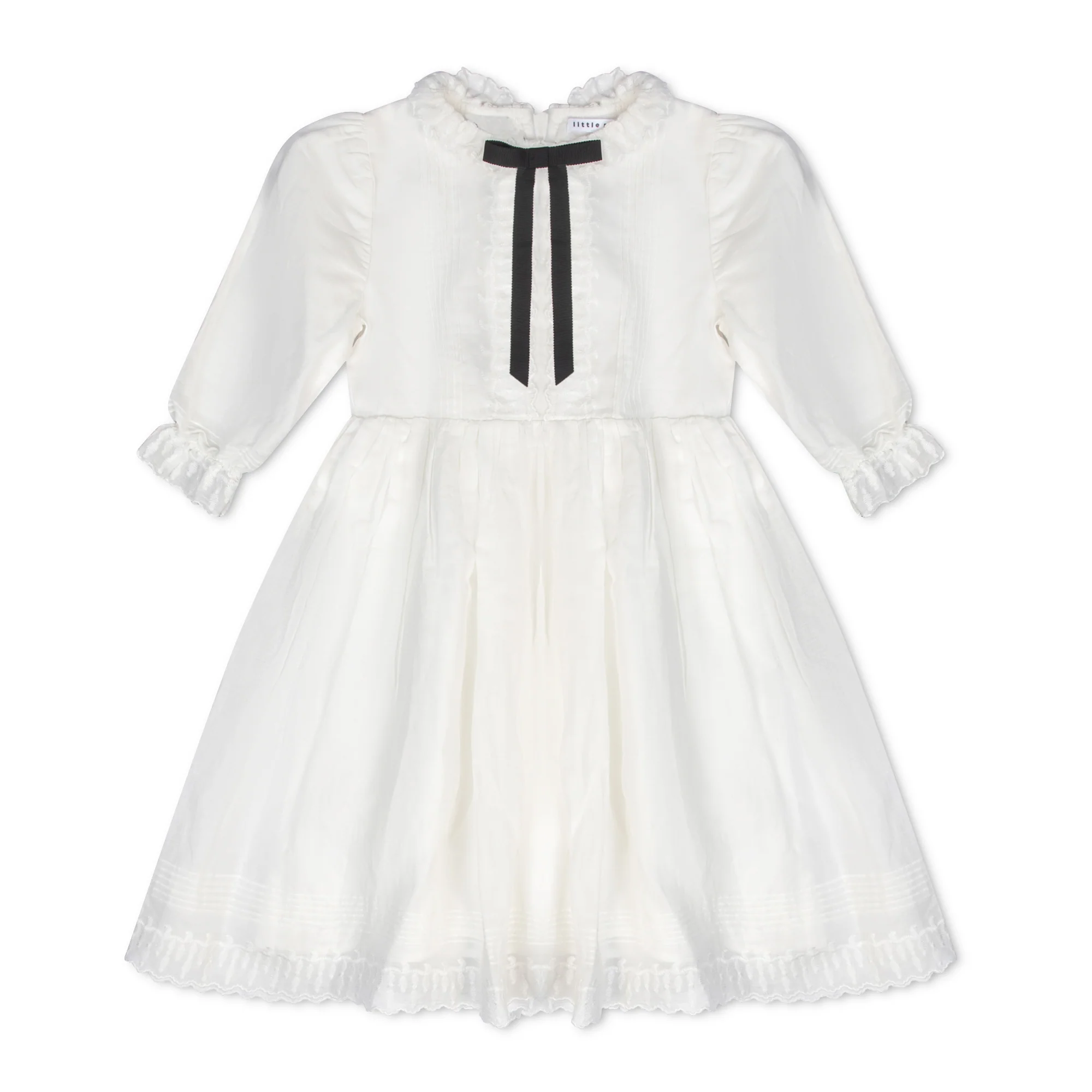LITTLE PARNI WHITE BOW TRIM DRESS [FINAL SALE] - Image 2