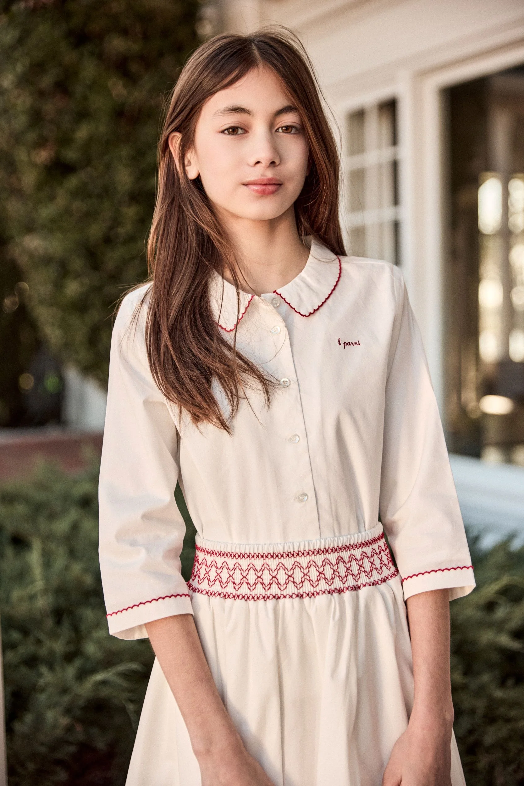 LITTLE PARNI WHITE SMOCKED BLOUSE [FINAL SALE] - Image 2