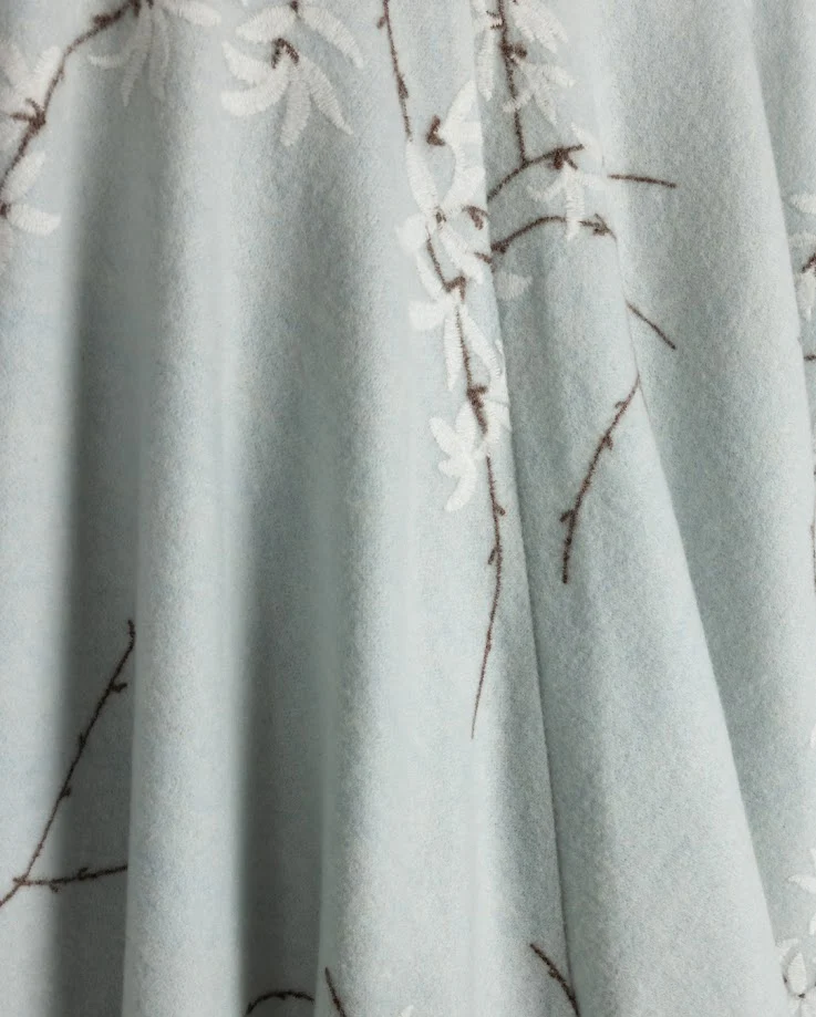 MALLORY AND MERLOT LIGHT BLUE WOOL FLORAL STEM SKIRT [FINAL SALE] - Image 2