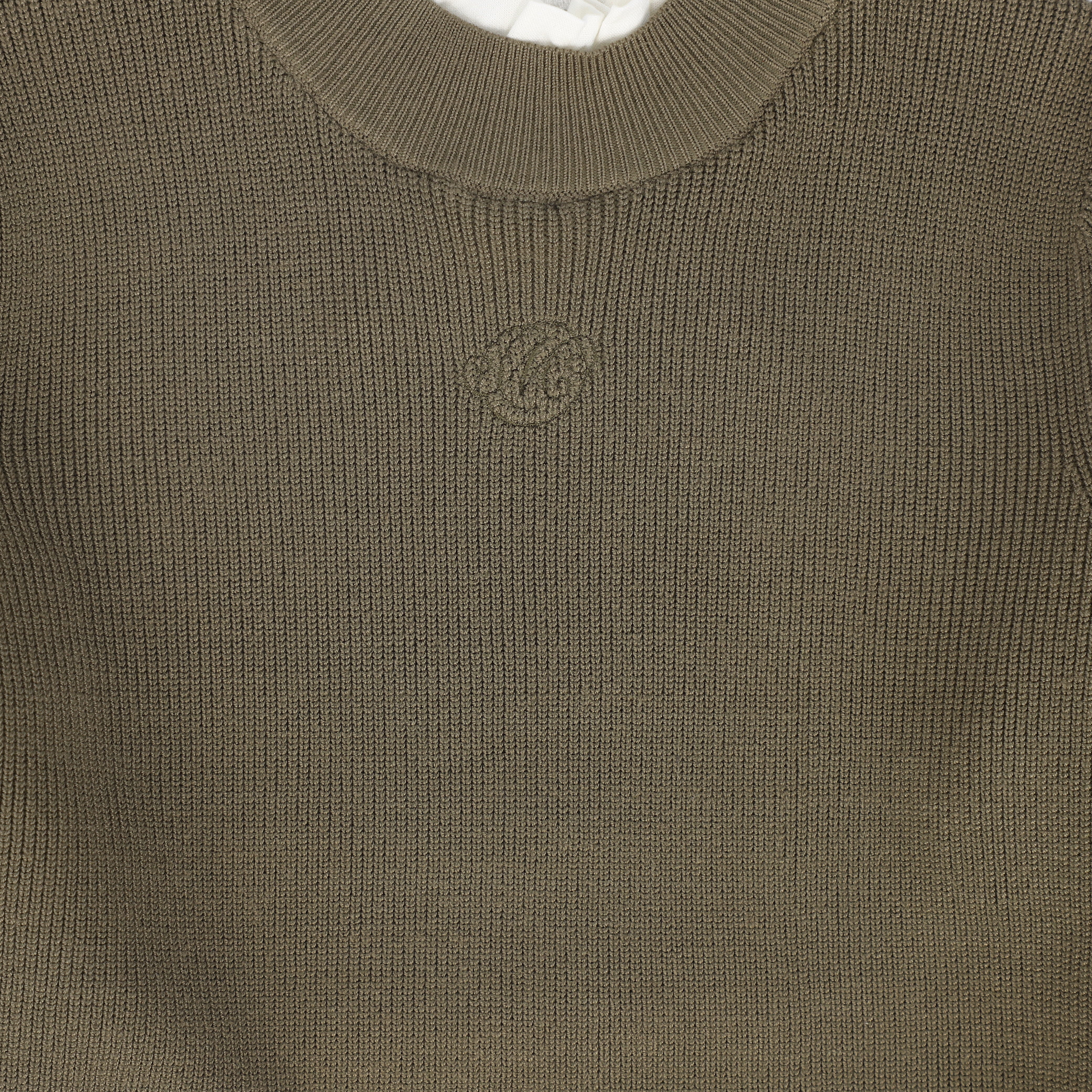 MALLORY AND MERLOT OLIVE GREEN RUFFLE KNIT MOCKNECK [FINAL SALE] - Image 2
