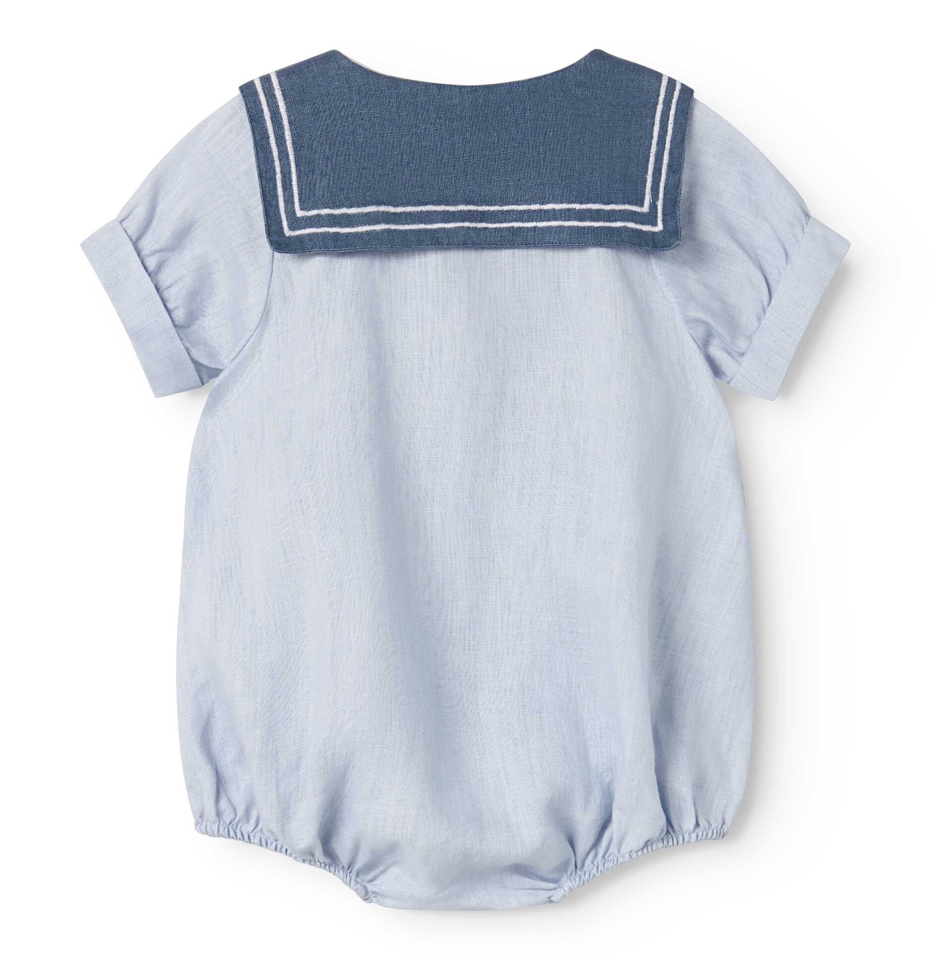 MARMAR COPENHAGEN BLUE LINEN SAILOR COLLAR ROMPER [FINAL SALE] - Image 2