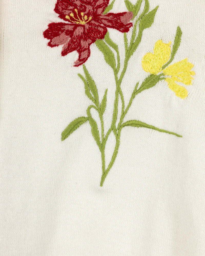 MINIMAL IVORY FLORAL KNIT CARDIGAN [FINAL SALE] - Image 2