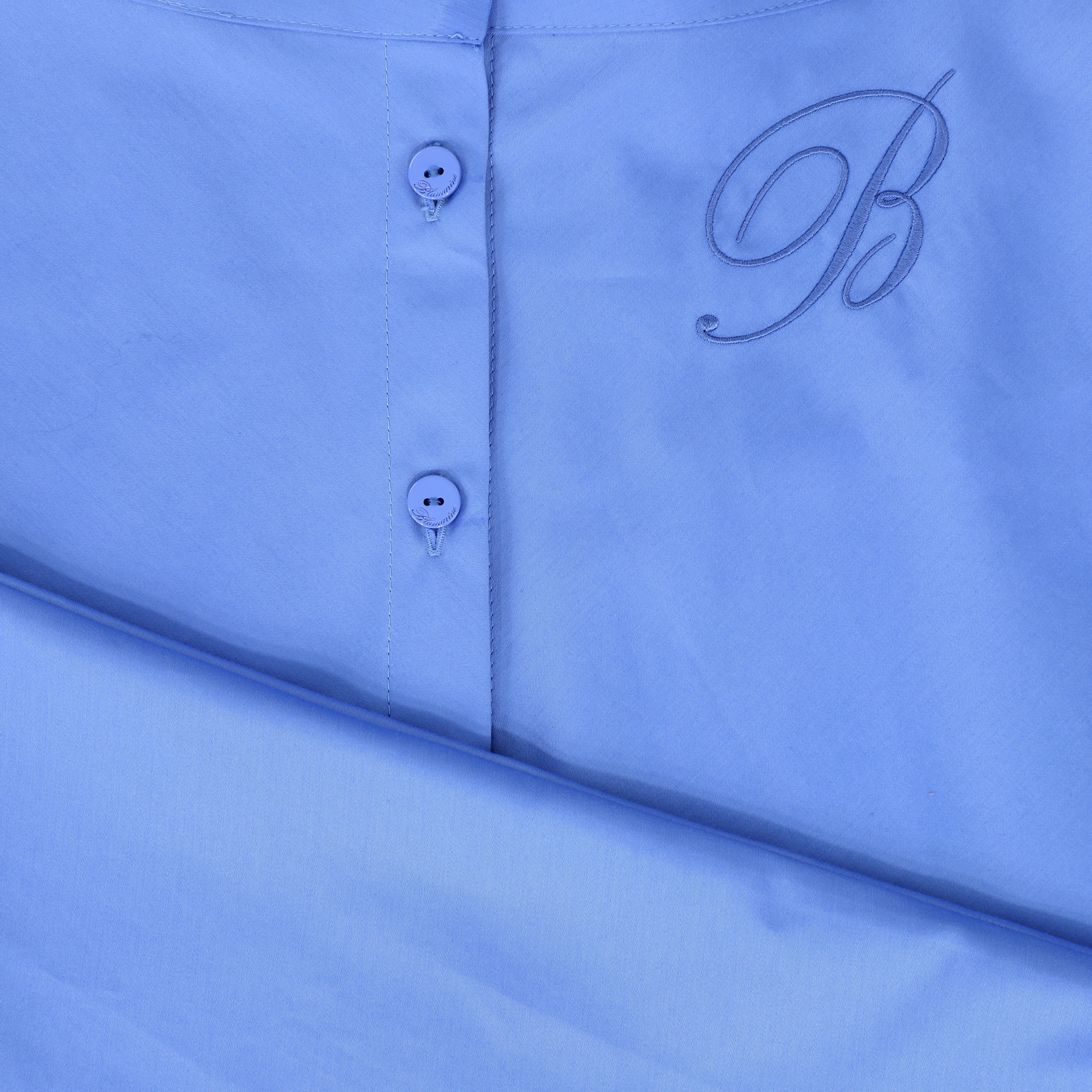 MISS BLUMARINE OXFORD BLUE BUTTON MIDI SKIRT [FINAL SALE] - Image 3