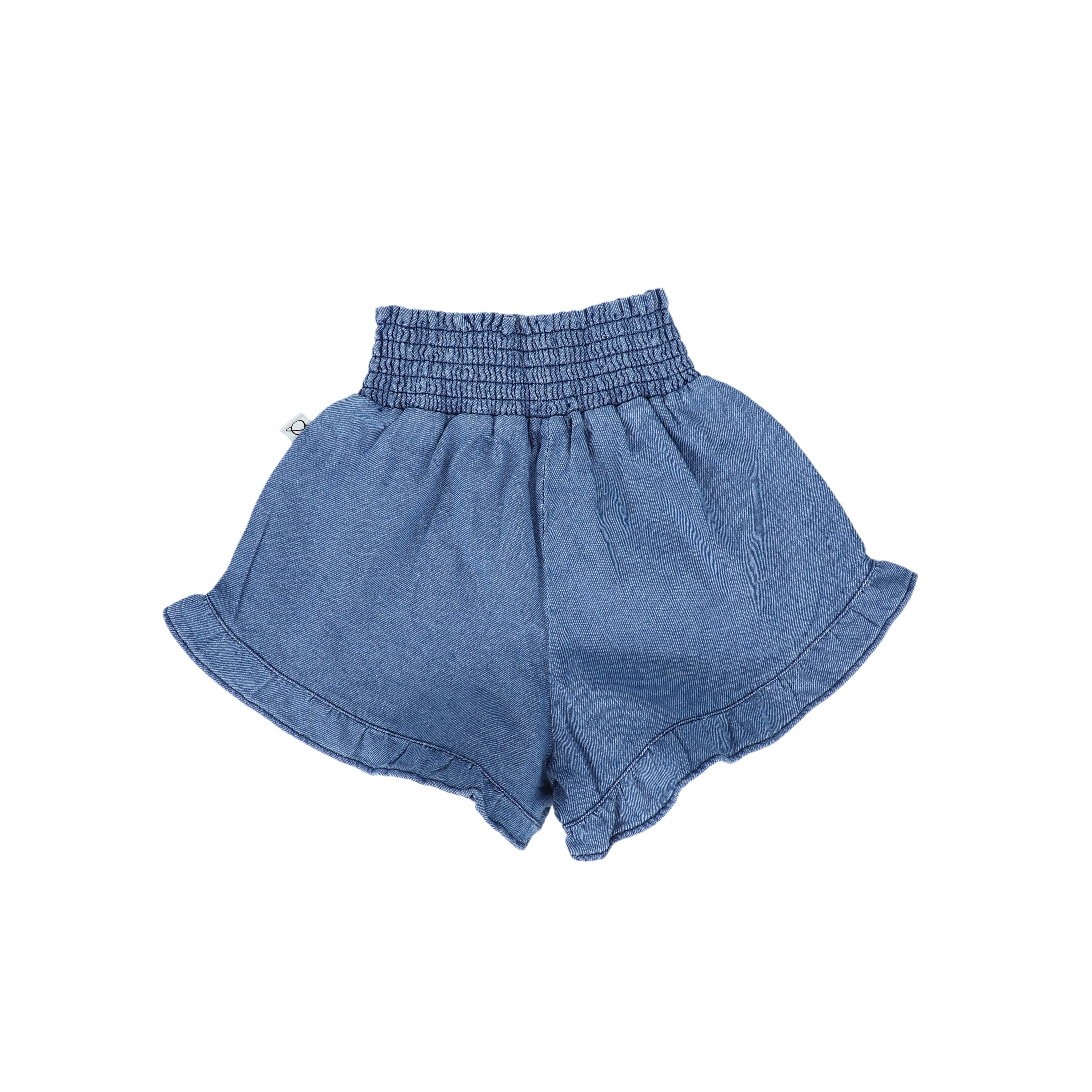 MY LITTLE COZMO BLUE TWILL DENIM SHORTS [FINAL SALE] - Image 2