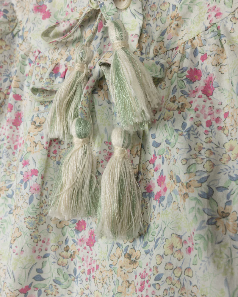 ONE CHILD MINT/PINK FLORAL RUFFLE NECK BLOOMER SET [FINAL SALE] - Image 2