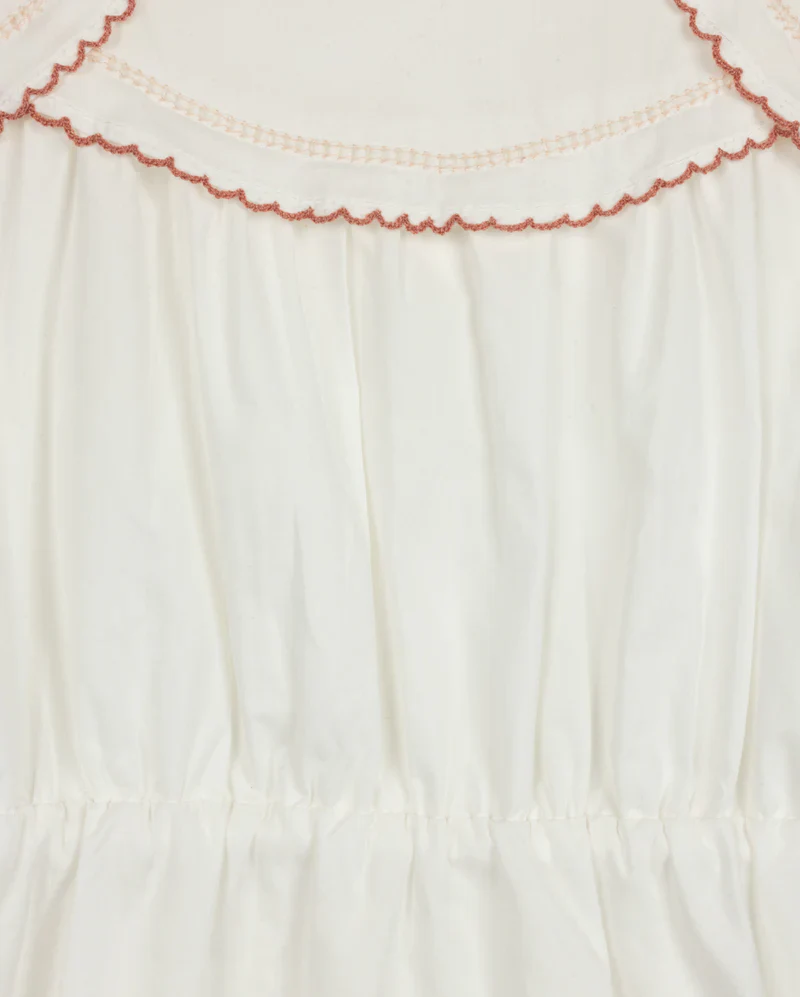 ONE CHILD WHITE EMBROIDERED SCALLOP TRIM DRESS [FINAL SALE] - Image 2