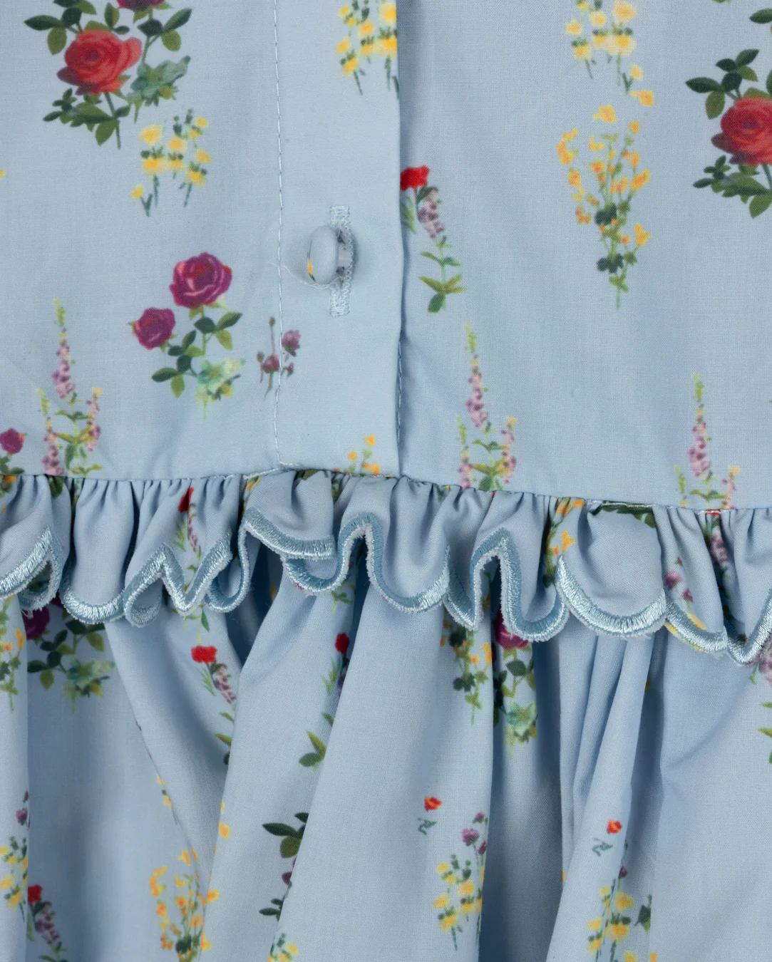 PAPILLON BLUE FLORAL SCALLOP TRIM DRESS [FINAL SALE] - Image 2