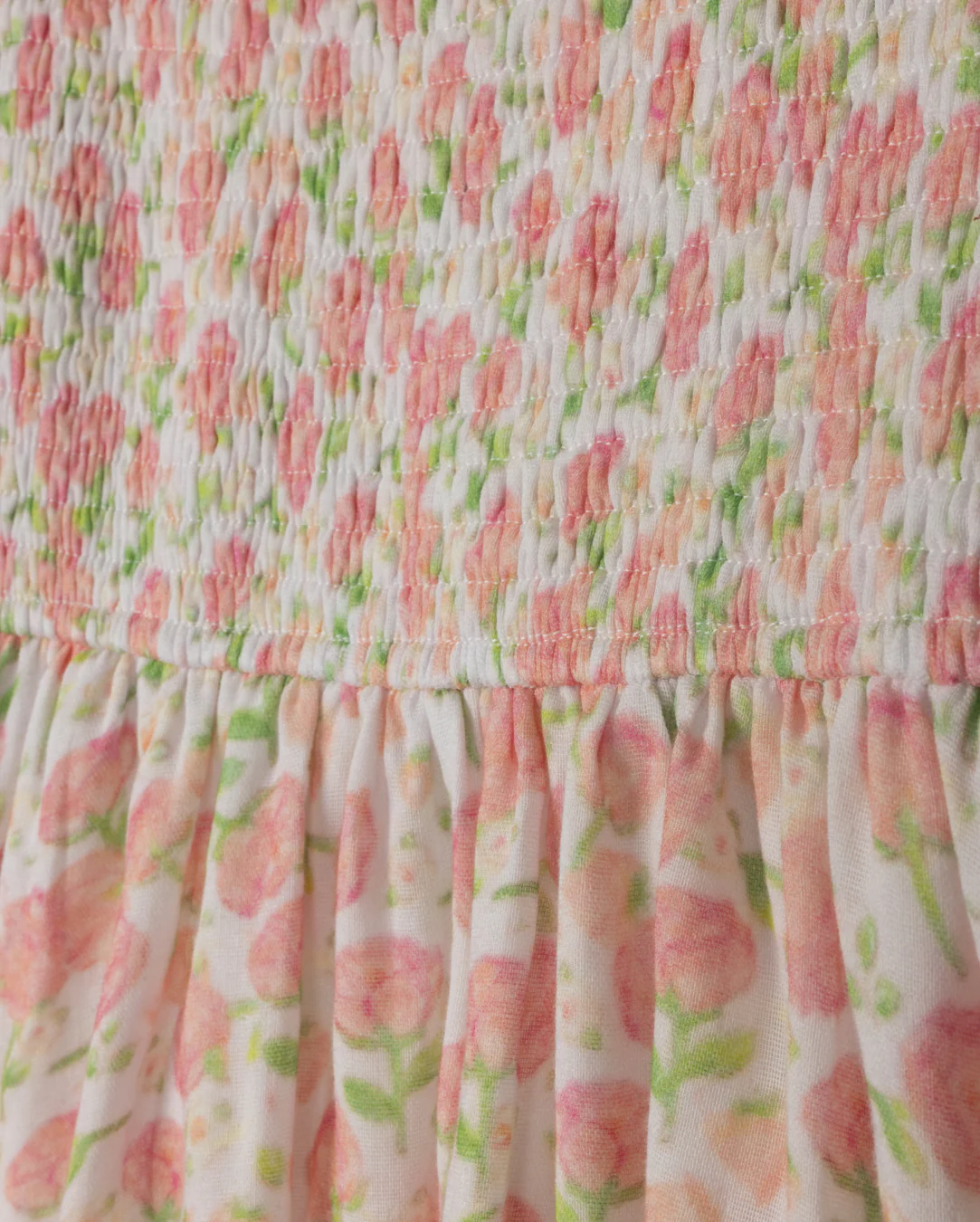 PAPILLON PINK/GREEN FLORAL SMOCKED DRESS [FINAL SALE] - Image 2