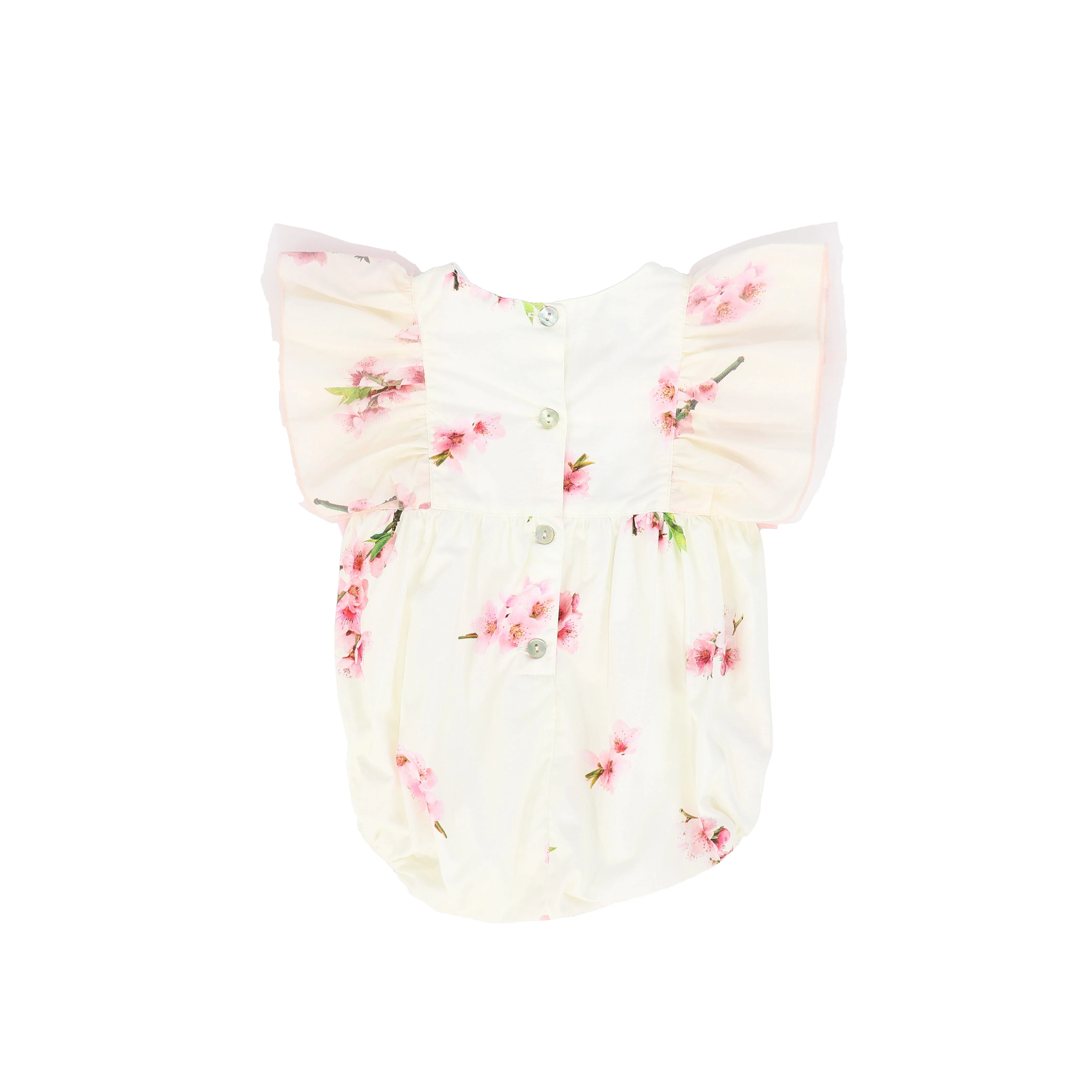 PHI CREAM/PINK FLORAL BLOSSOM DOUBLE BOW ROMPER [FINAL SALE] - Image 2