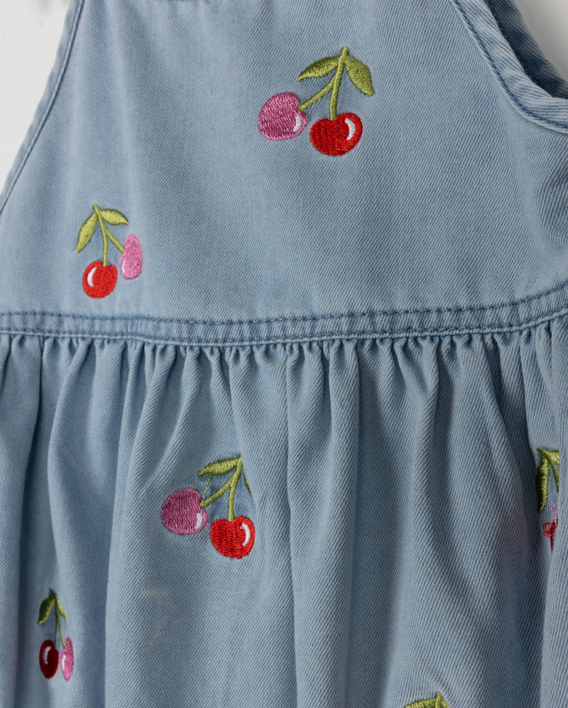 PHIL AND PHOEBE DENIM COLORED CHERRY PRINT ROMPER [FINAL SALE] - Image 2