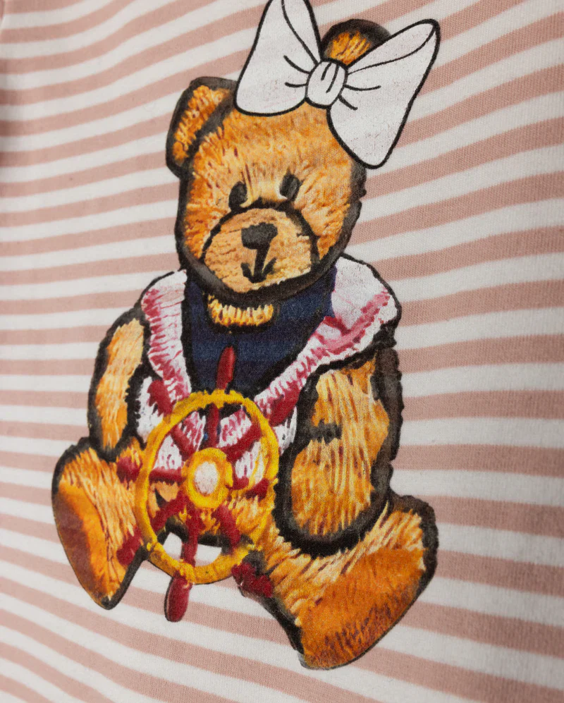 PHIL AND PHOEBE PINK TEDDY BEAR STRIPED T-SHIRT SET [FINAL SALE] - Image 2