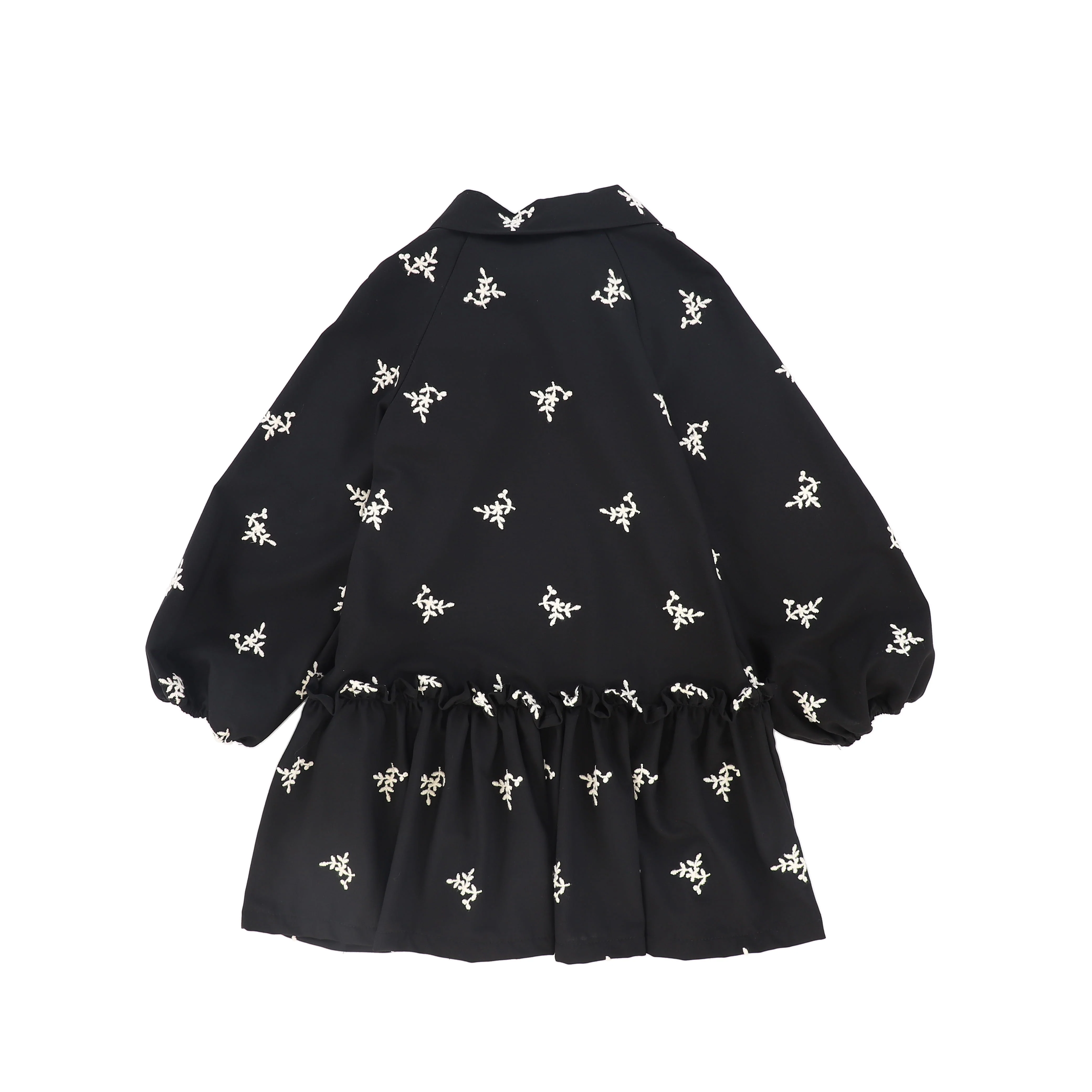 PICCOLA LUDO BLACK EMBROIDERED FLORAL TIE DRESS [FINAL SALE] - Image 2