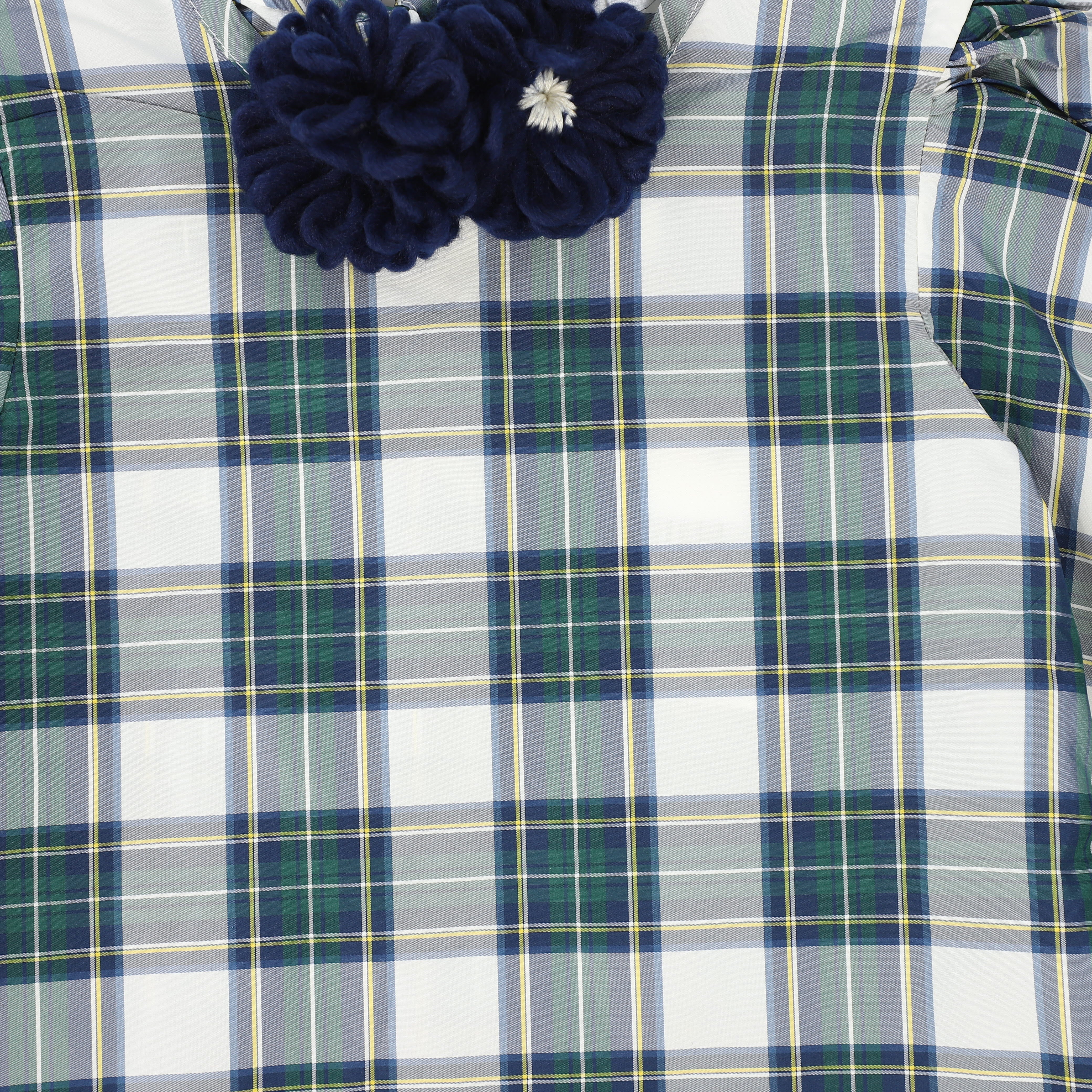 PICCOLA LUDO GREEN PLAID PUFF SLEEVE DRESS [FINAL SALE] - Image 3