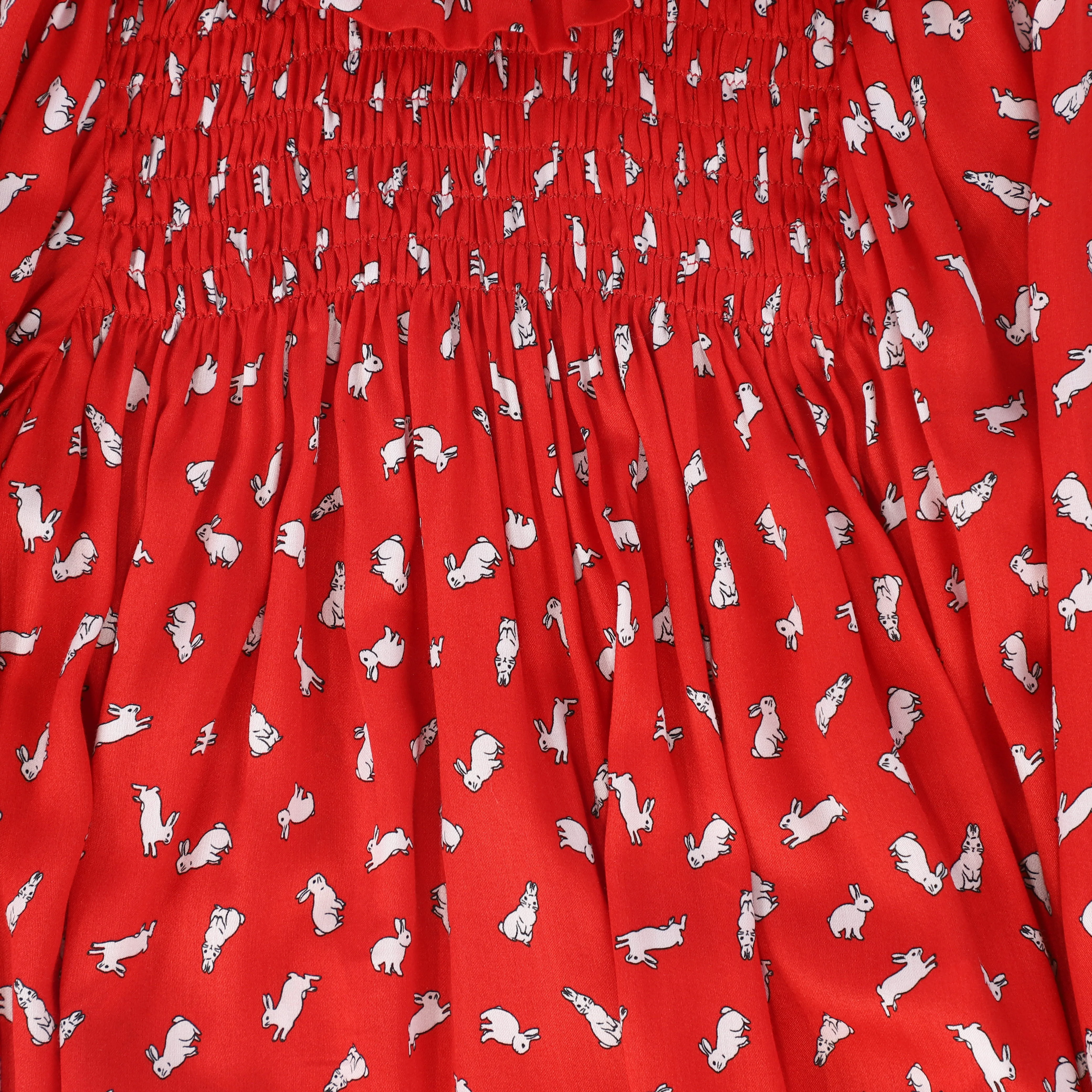 PICCOLA LUDO RED BUNNY PRINT SMOCK DRESS [FINAL SALE] - Image 3