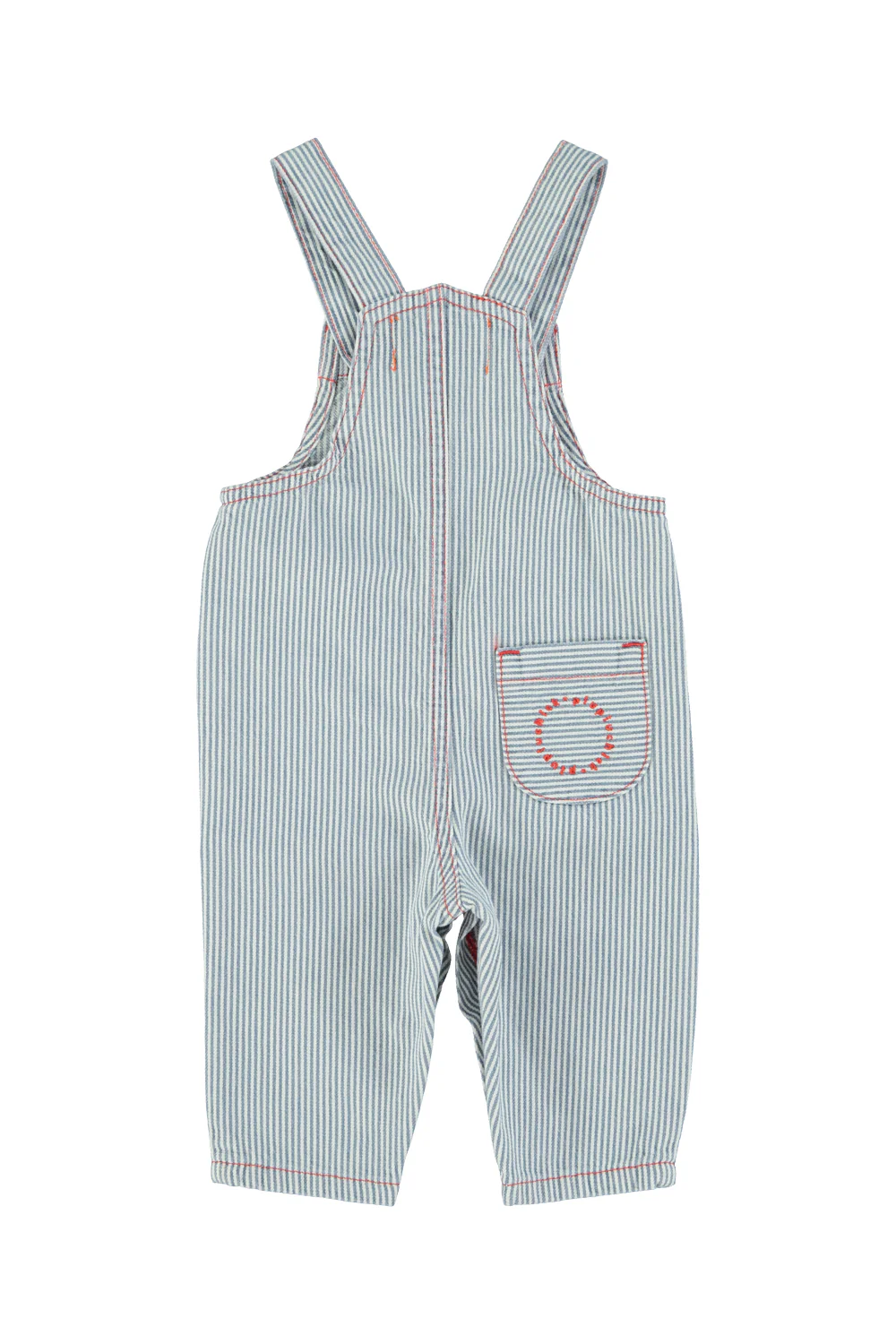 PIUPIUCHICK BLUE STRIPED STITCHED OVERALLS [FINAL SALE] - Image 2
