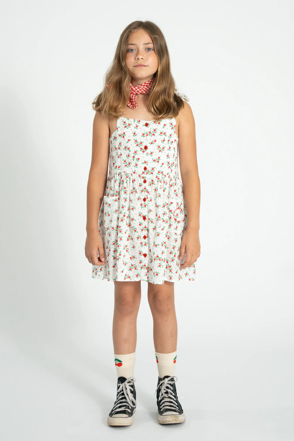 PIUPIUCHICK IVORY/RED FLORAL BUTTON JUMPER [FINAL SALE] - Image 3