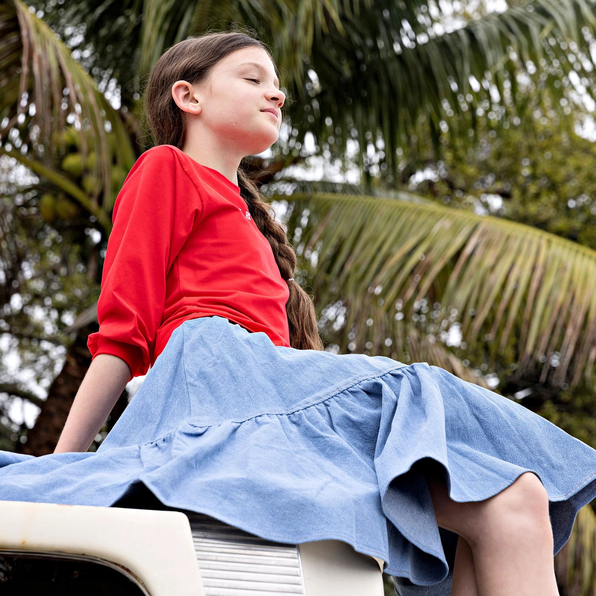 RETRO KID DENIM MAXI FLARE SKIRT [FINAL SALE] - Image 2