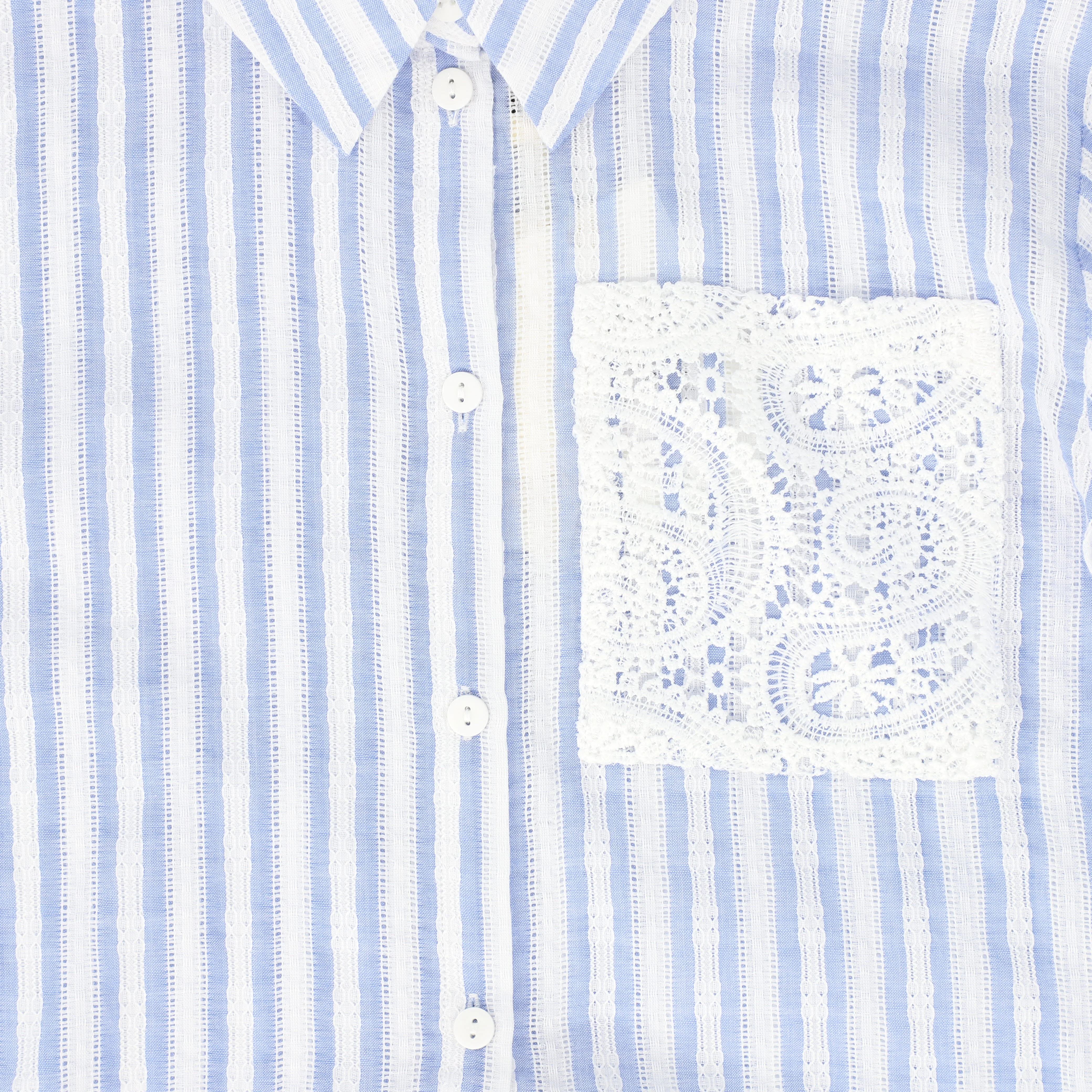 TWINSET BLUE/WHITE STRIPED POCKET BLOUSE [FINAL SALE] - Image 2