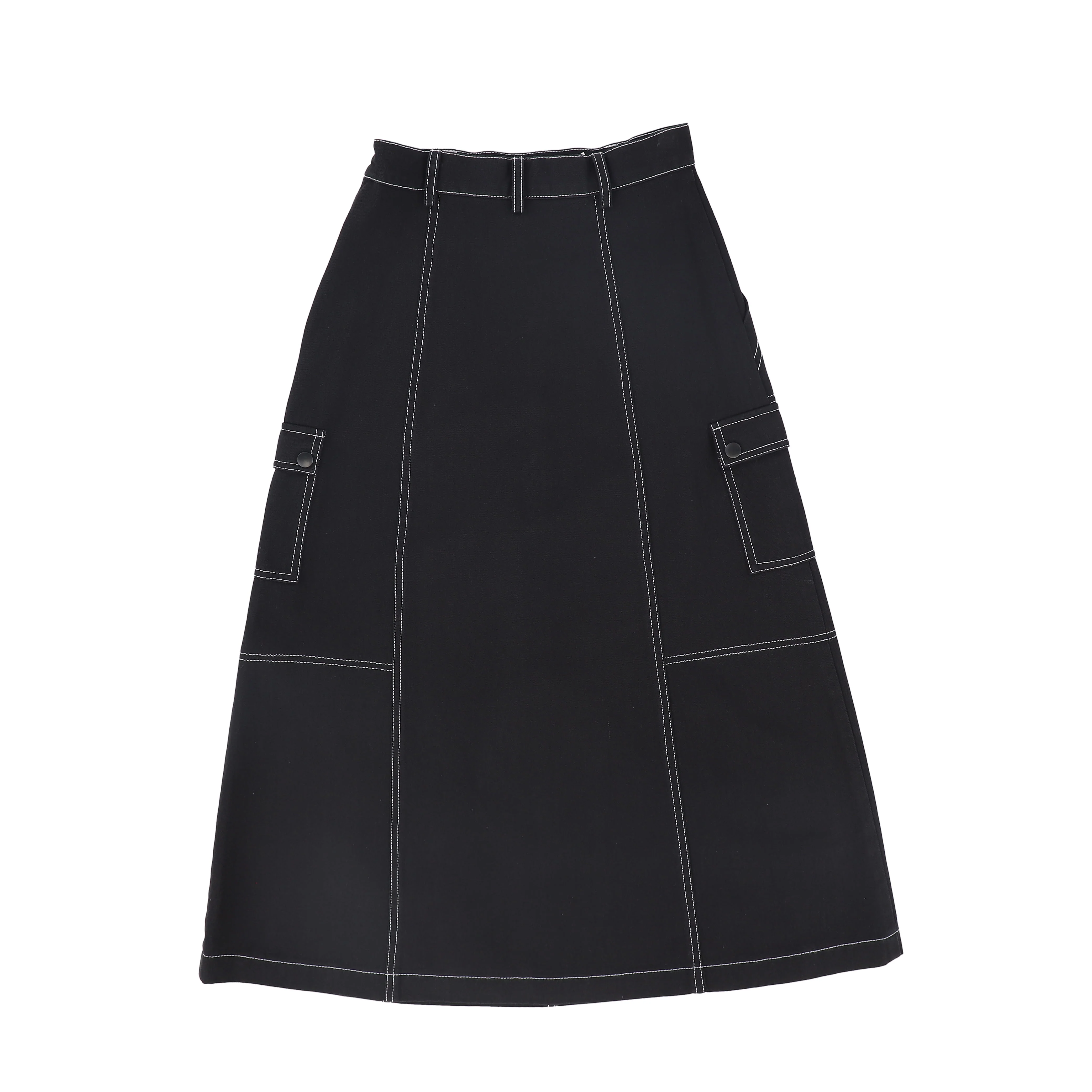 VALENTINA BLACK CARGO STITCH DETAIL MAXI SKIRT [FINAL SALE] - Image 2