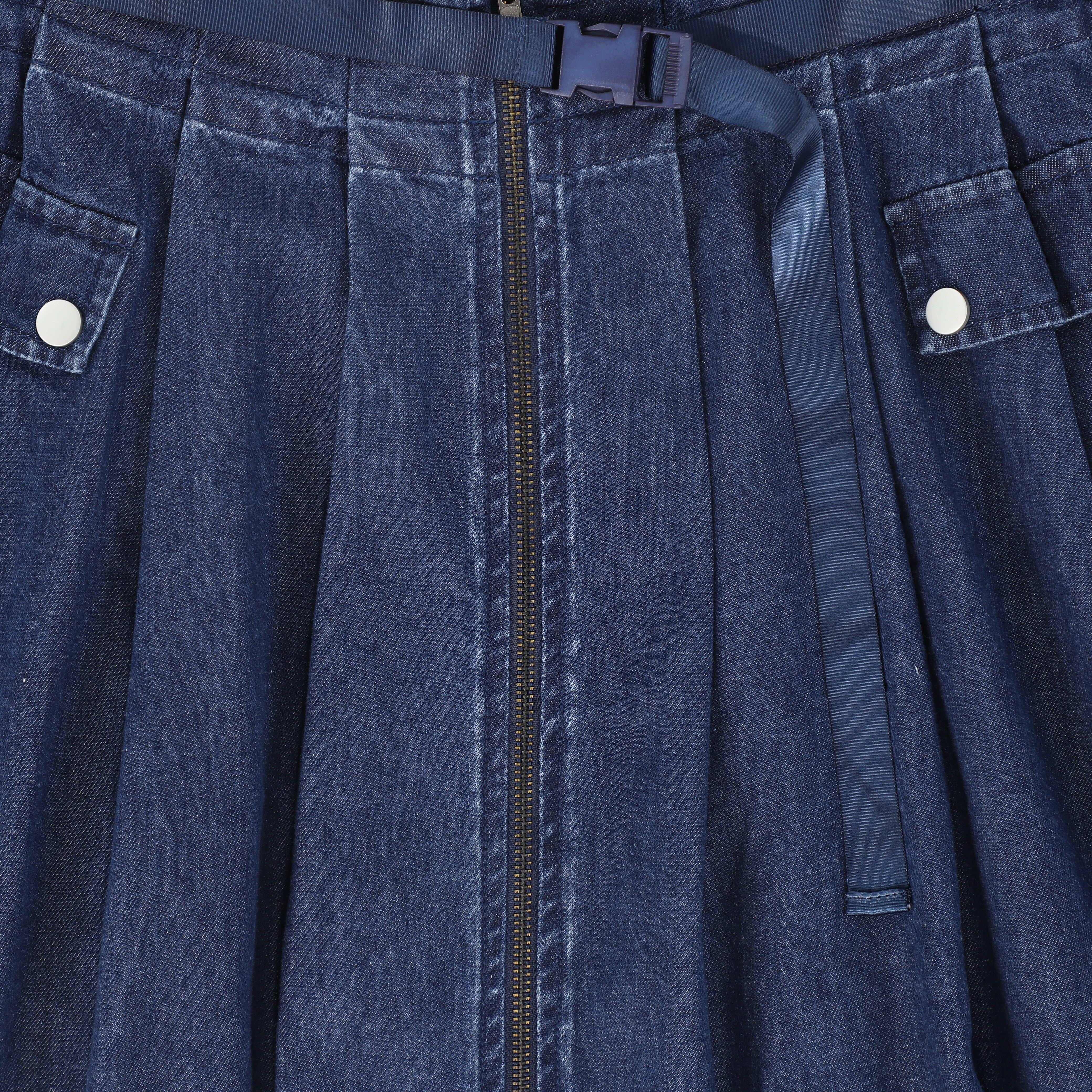 VALENTINA BLUE DENIM CARGO POCKET PLEAT SKIRT [FINAL SALE] - Image 3