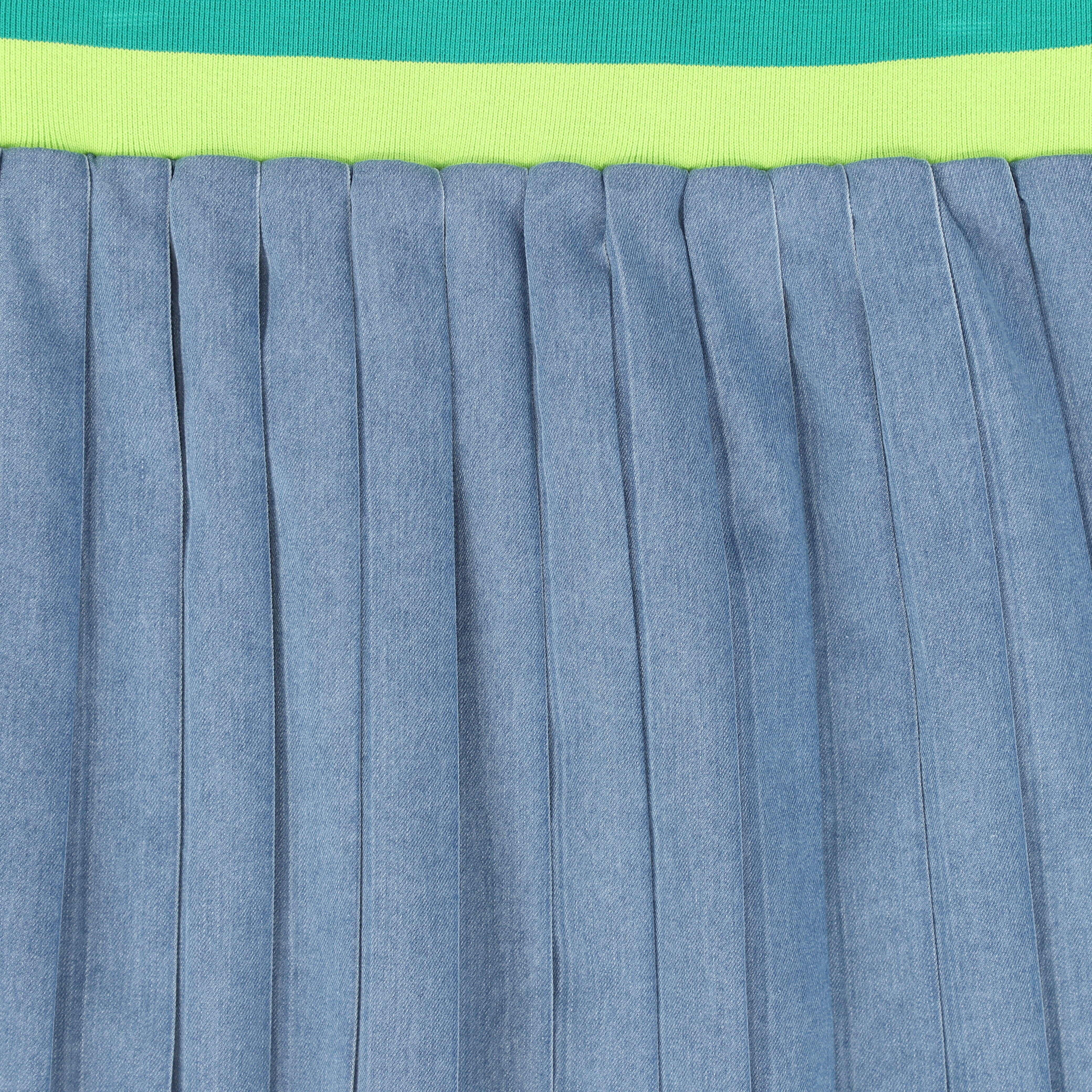 VALENTINA BLUE DENIM PIQUE PLEAT MAXI SKIRT [FINAL SALE] - Image 3